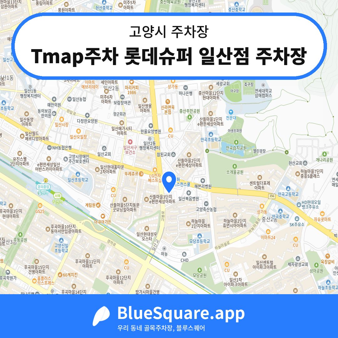 Tmap주차 롯데슈퍼 일산점 주차장 위치 지도 — 경기 고양시 | 블루스퀘어 주차