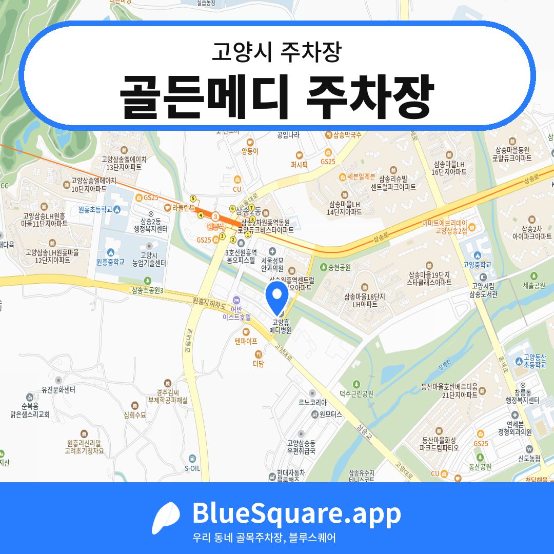 골든메디 주차장 위치 지도 — 경기 고양시 | 블루스퀘어 주차