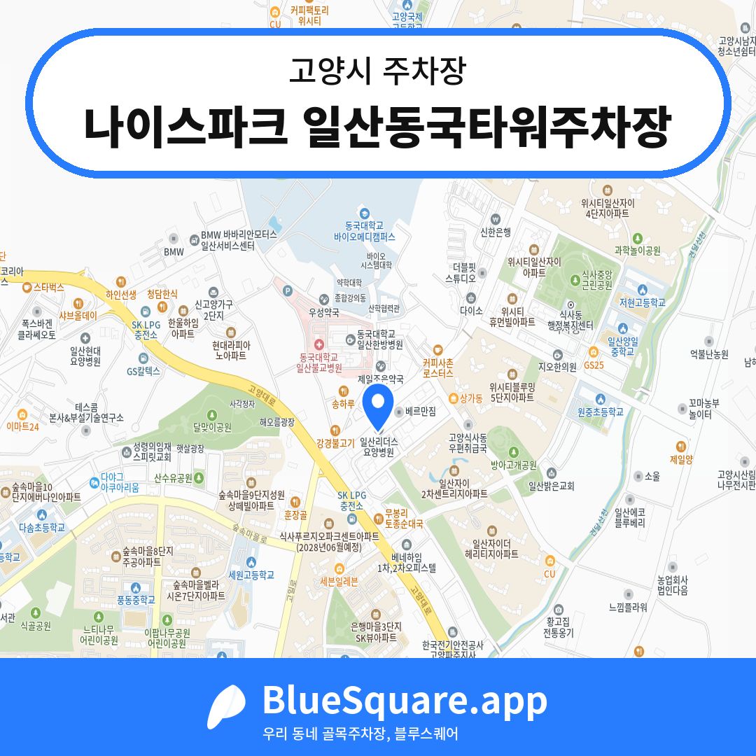 나이스파크 일산동국타워주차장 위치 지도 — 경기 고양시 | 블루스퀘어 주차