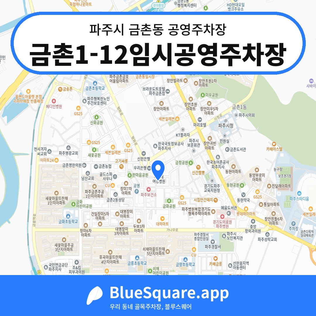 금촌1-12임시공영주차장 위치 지도 — 경기 파주시 금촌동 | 블루스퀘어 주차