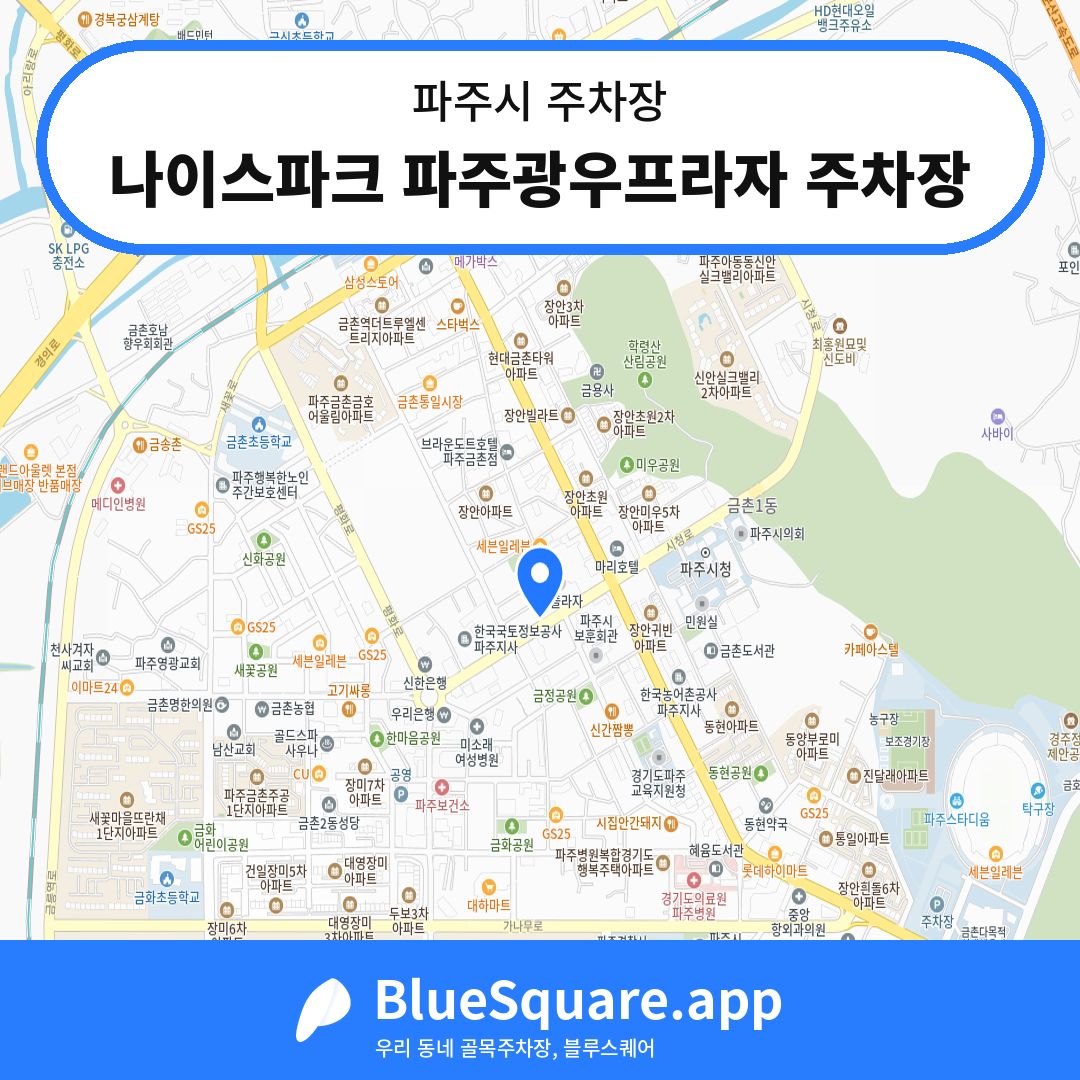 나이스파크 파주광우프라자 주차장 위치 지도 — 경기 파주시 | 블루스퀘어 주차