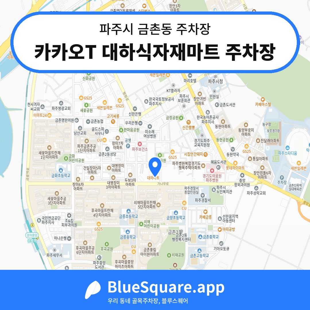 카카오T 대하식자재마트 주차장 위치 지도 — 경기 파주시 금촌동 | 블루스퀘어 주차
