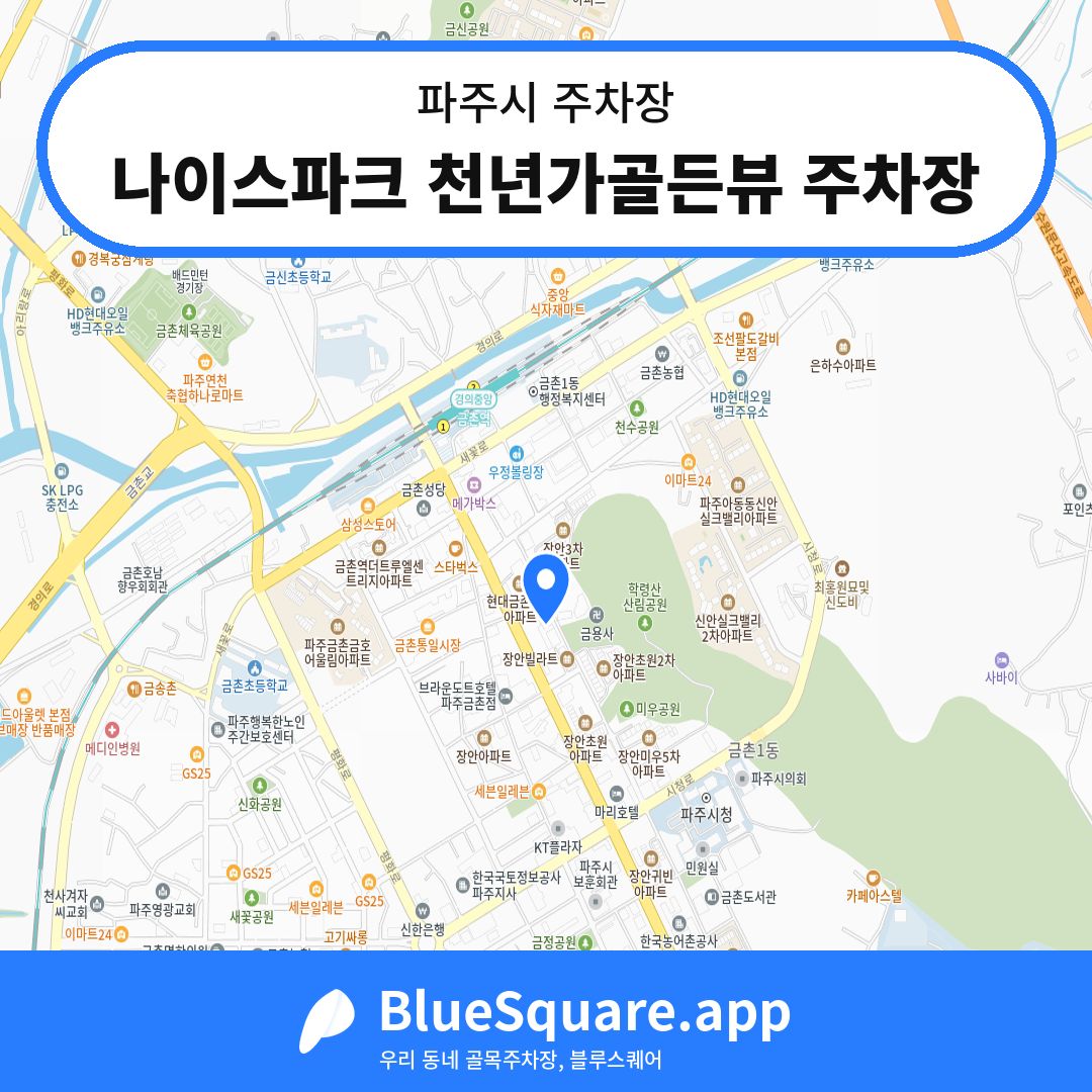 나이스파크 천년가골든뷰 주차장 위치 지도 — 경기 파주시 | 블루스퀘어 주차