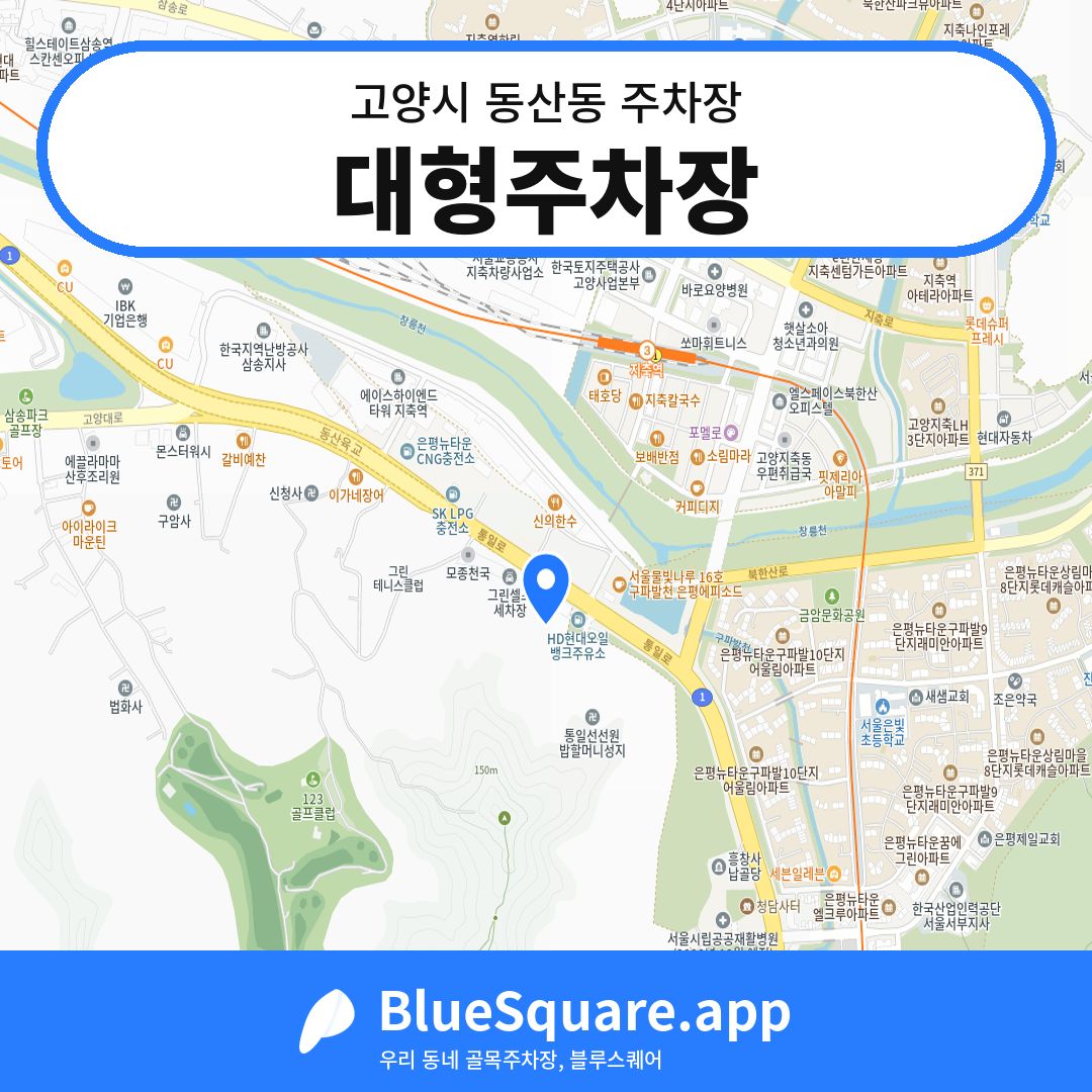 대형주차장 위치 지도 — 경기 고양시 동산동 | 블루스퀘어 주차