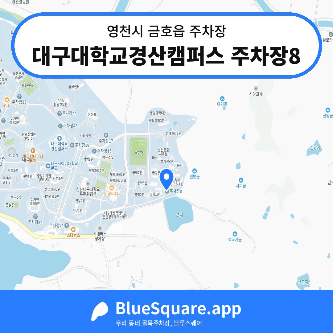 대구대학교경산캠퍼스 주차장8 위치 지도 — 경북 영천시 금호읍 | 블루스퀘어 주차