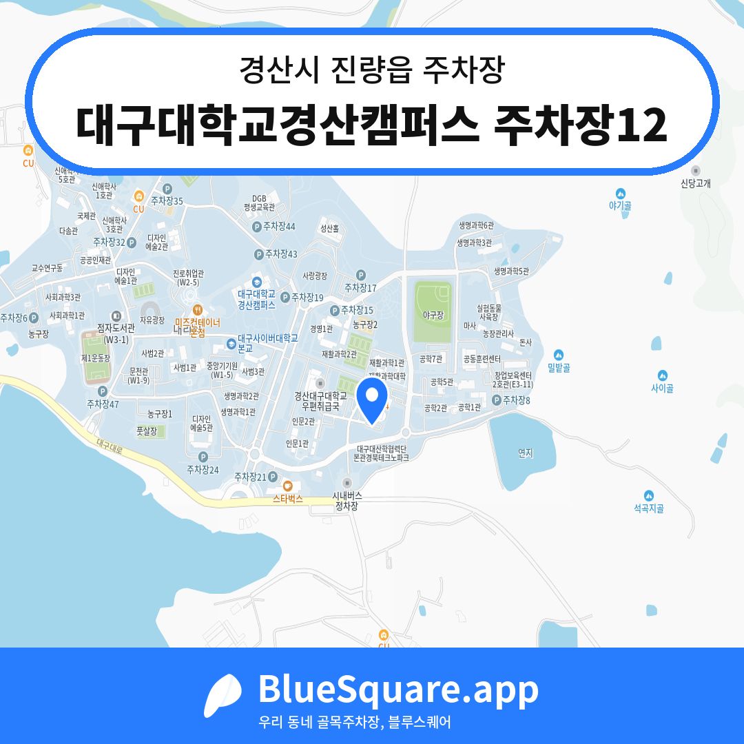 대구대학교경산캠퍼스 주차장12 위치 지도 — 경북 경산시 진량읍 | 블루스퀘어 주차