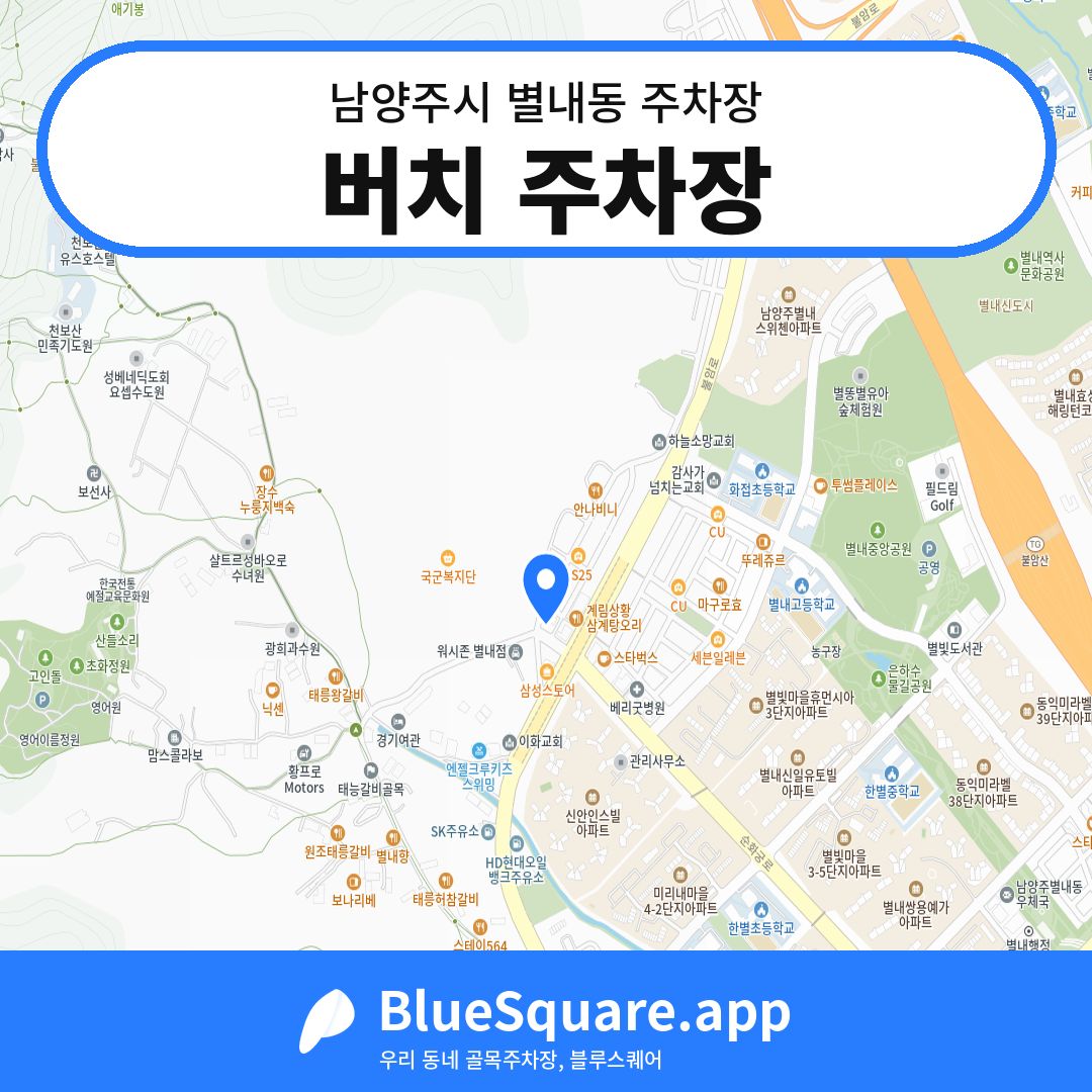 버치 주차장 위치 지도 — 경기 남양주시 별내동 | 블루스퀘어 주차
