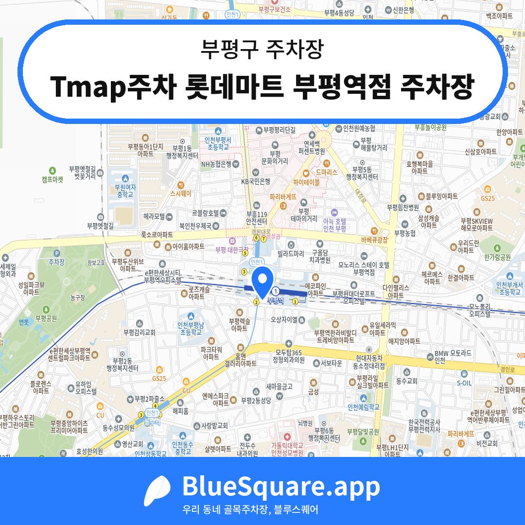 Tmap주차 롯데마트 부평역점 주차장 위치 지도 — 인천 부평구 | 블루스퀘어 주차