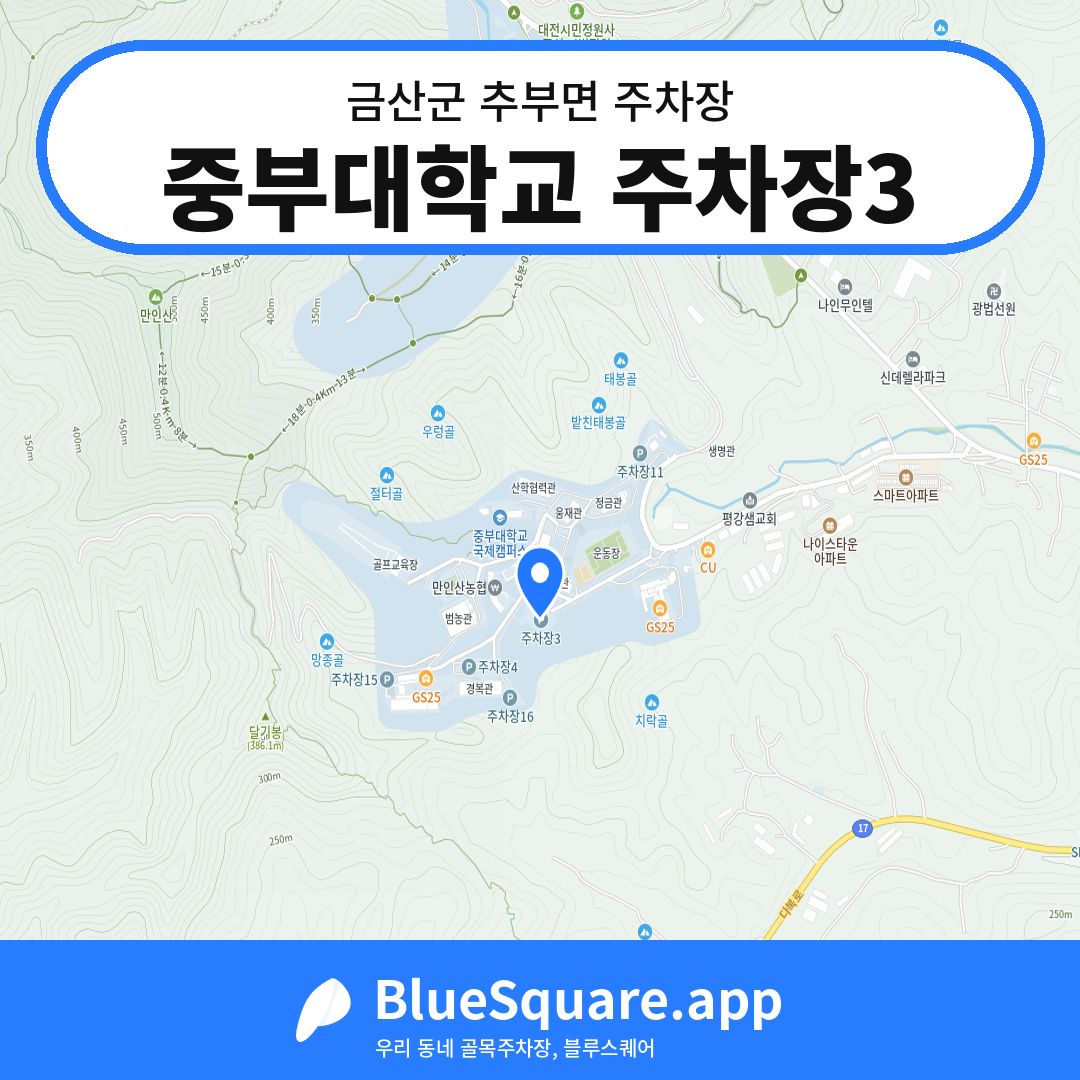 중부대학교 주차장3 위치 지도 — 충남 금산군 추부면 | 블루스퀘어 주차