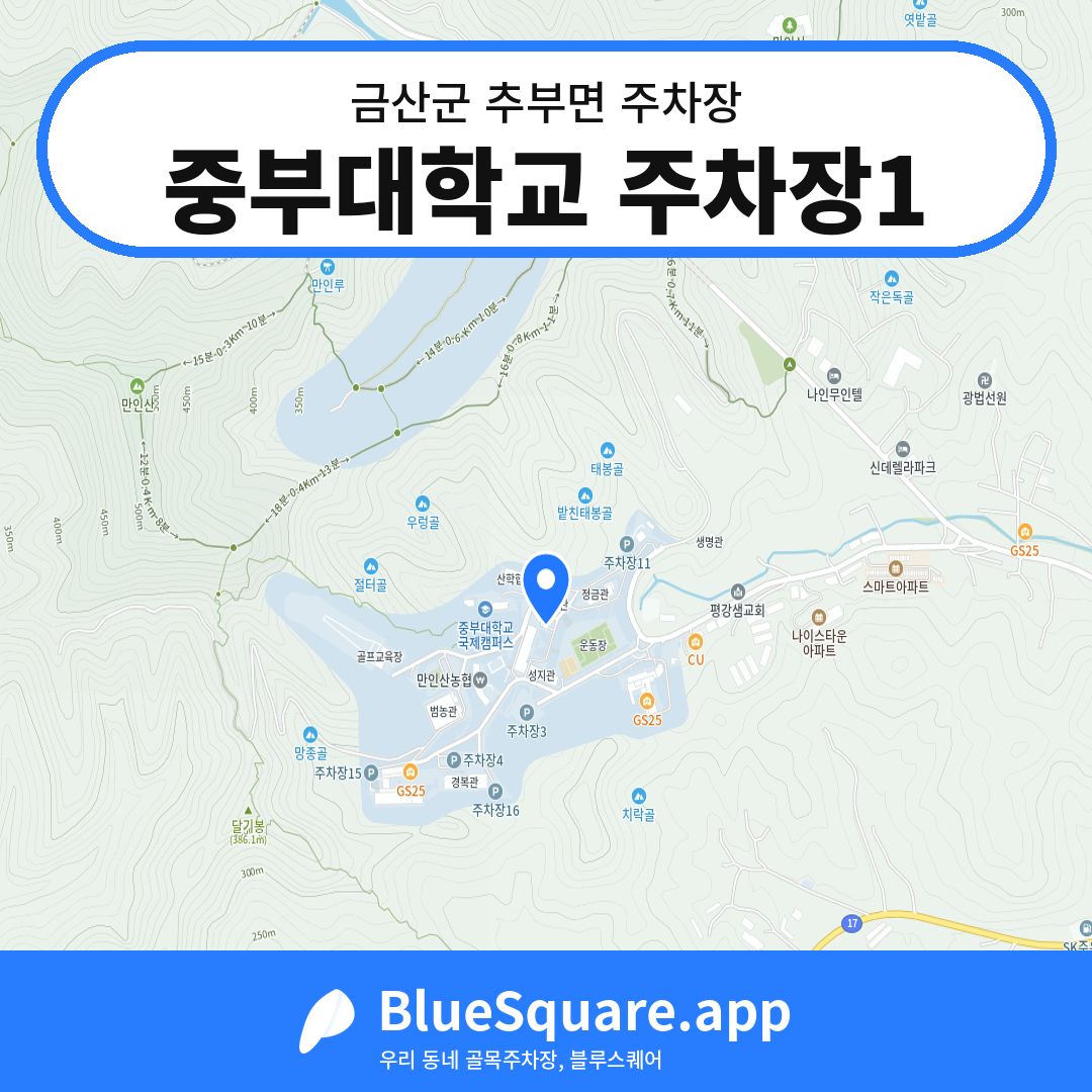 중부대학교 주차장1 위치 지도 — 충남 금산군 추부면 | 블루스퀘어 주차