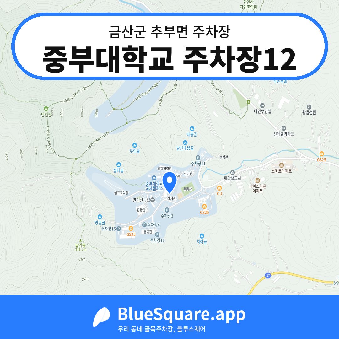 중부대학교 주차장12 위치 지도 — 충남 금산군 추부면 | 블루스퀘어 주차
