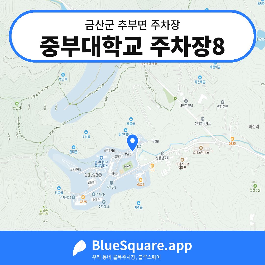 중부대학교 주차장8 위치 지도 — 충남 금산군 추부면 | 블루스퀘어 주차