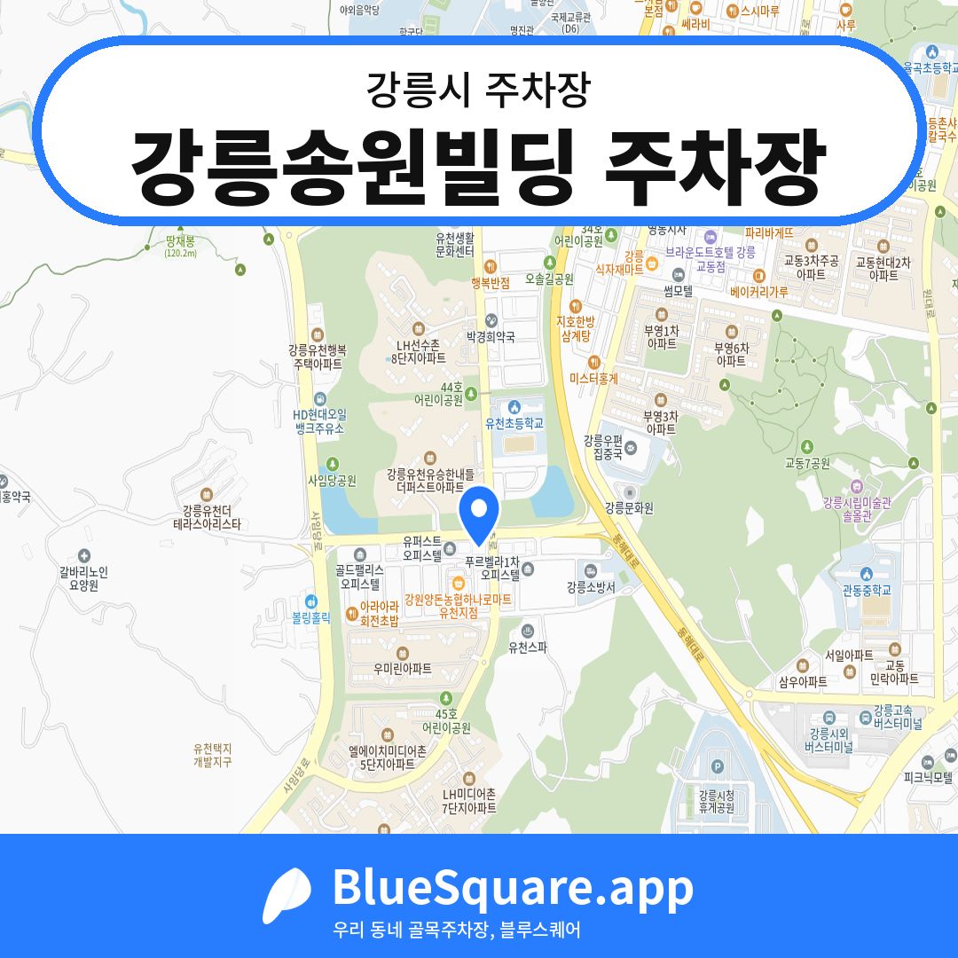 강릉송원빌딩 주차장 위치 지도 — 강원 강릉시 | 블루스퀘어 주차
