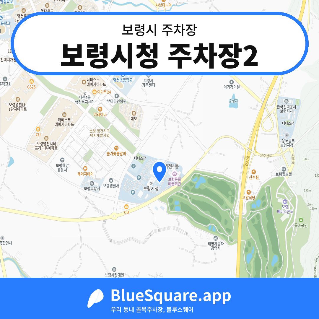 보령시청 주차장2 위치 지도 — 충남 보령시 | 블루스퀘어 주차