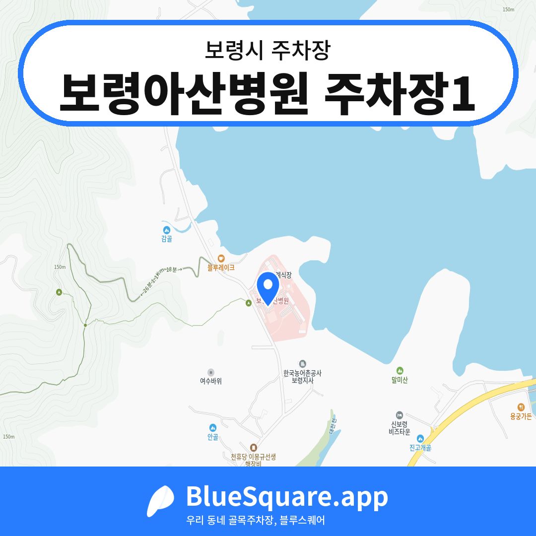 보령아산병원 주차장1 위치 지도 — 충남 보령시 | 블루스퀘어 주차