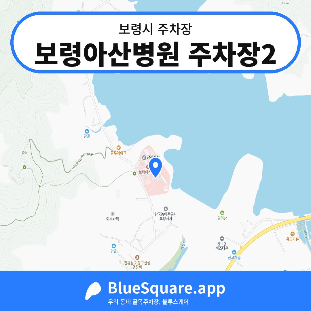 보령아산병원 주차장2 위치 지도 — 충남 보령시 | 블루스퀘어 주차