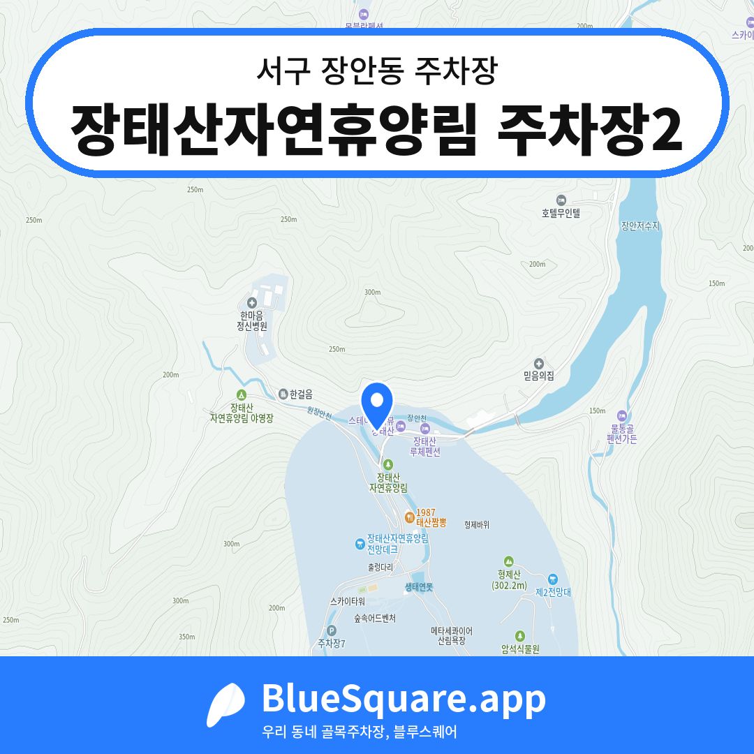 장태산자연휴양림 주차장2 위치 지도 — 대전 서구 장안동 | 블루스퀘어 주차