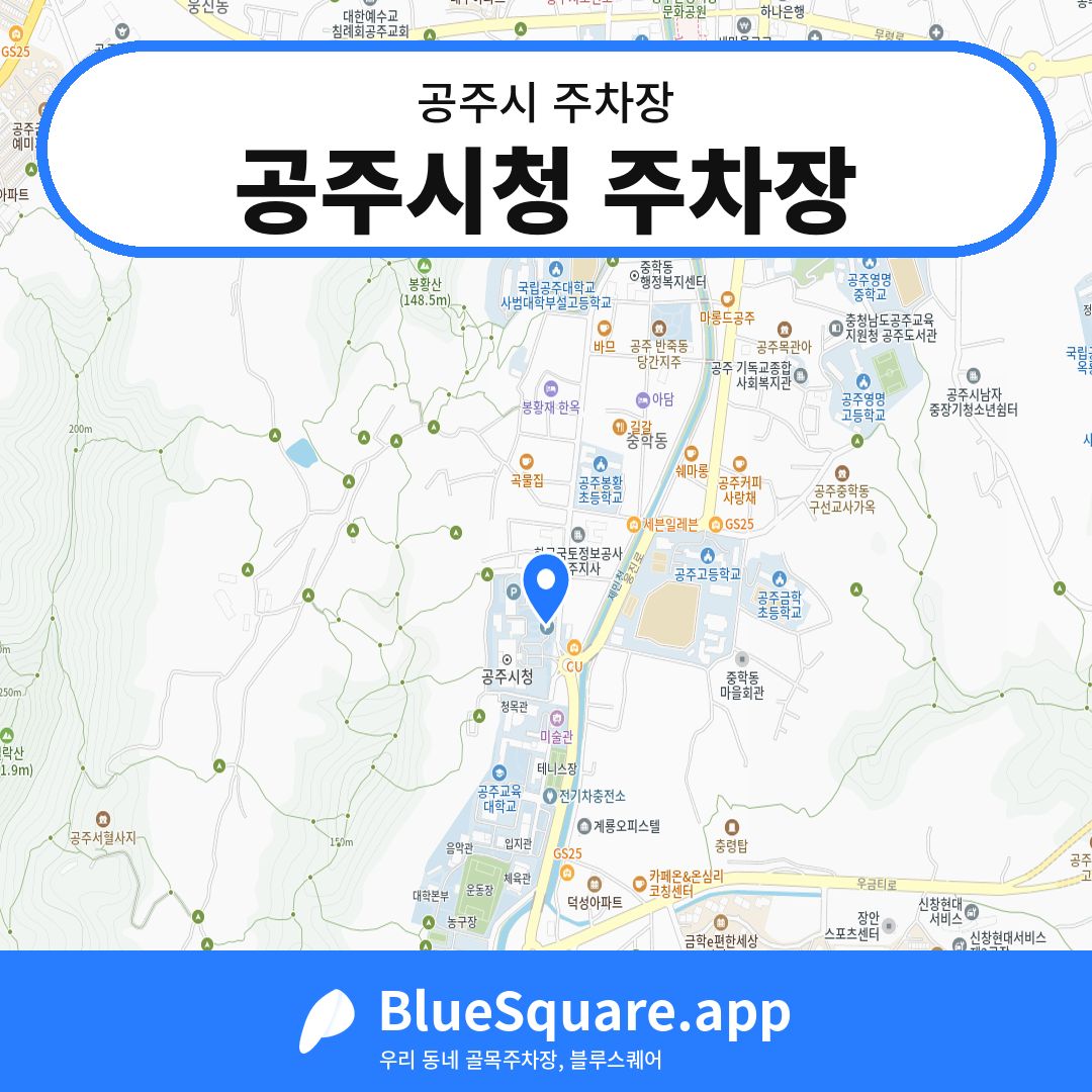 공주시청 주차장 위치 지도 — 충남 공주시 | 블루스퀘어 주차