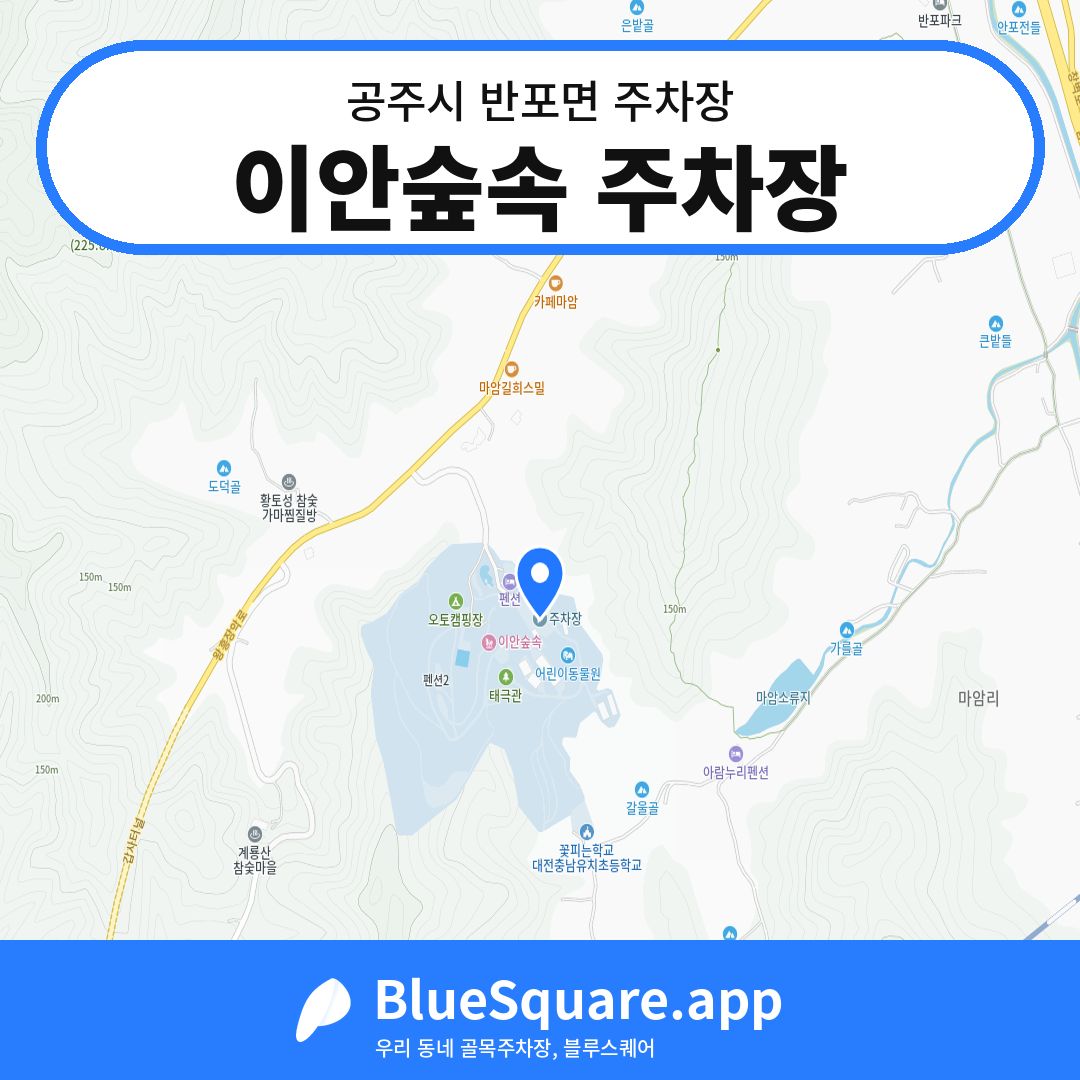 이안숲속 주차장 위치 지도 — 충남 공주시 반포면 | 블루스퀘어 주차