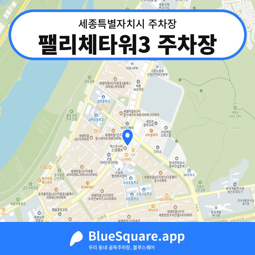 팰리체타워3 주차장 위치 지도 — 세종 세종특별자치시 | 블루스퀘어 주차