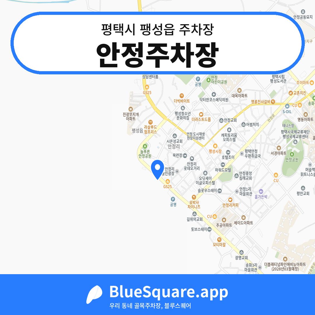 안정주차장 위치 지도 — 경기 평택시 팽성읍 | 블루스퀘어 주차