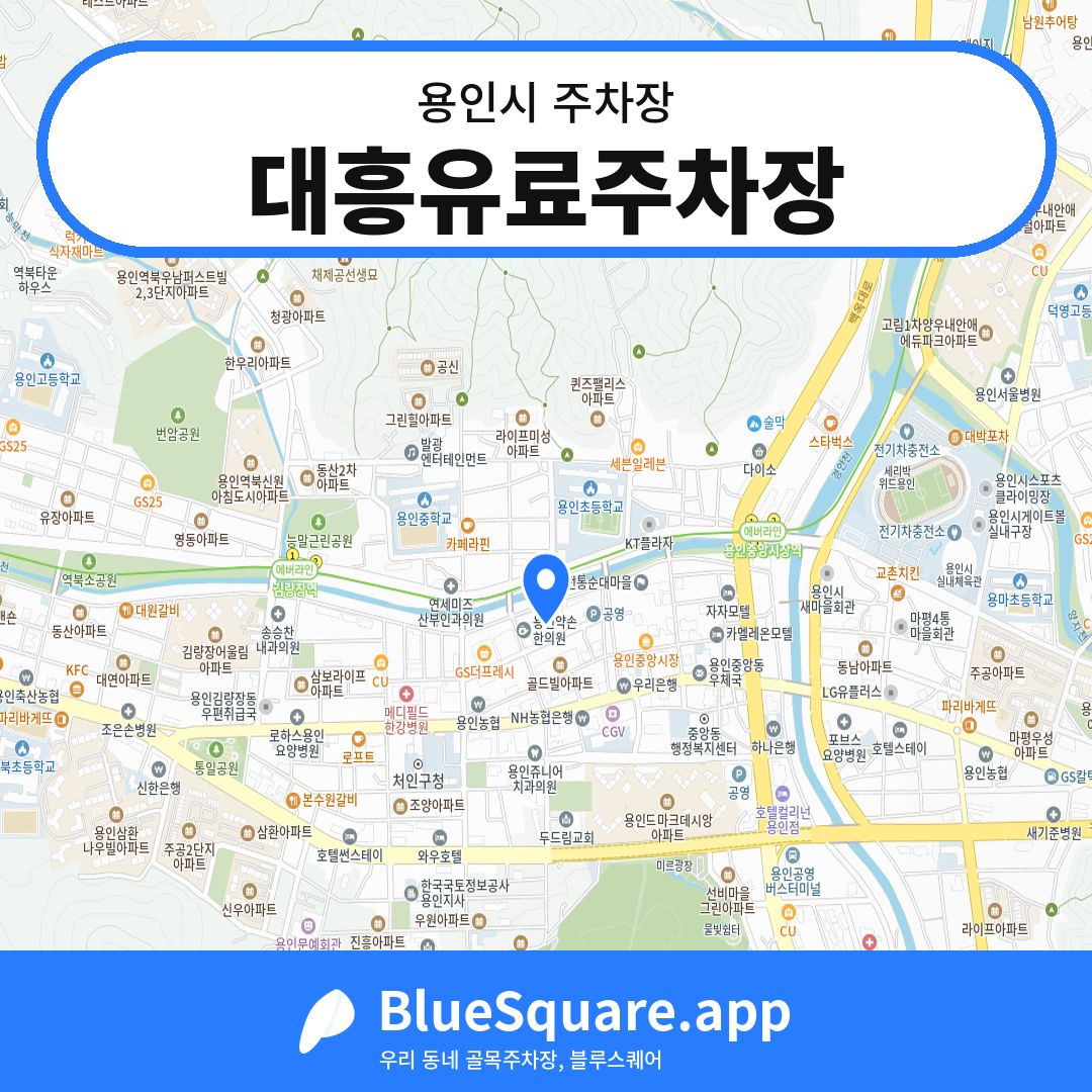 대흥유료주차장 위치 지도 — 경기 용인시 | 블루스퀘어 주차
