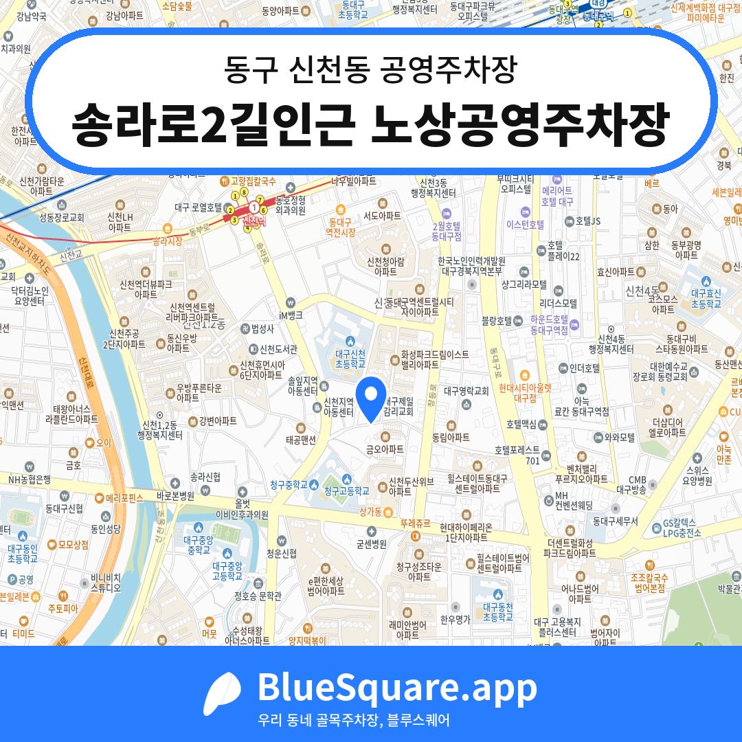 송라로2길인근 노상공영주차장 위치 지도 — 대구 동구 신천동 | 블루스퀘어 주차