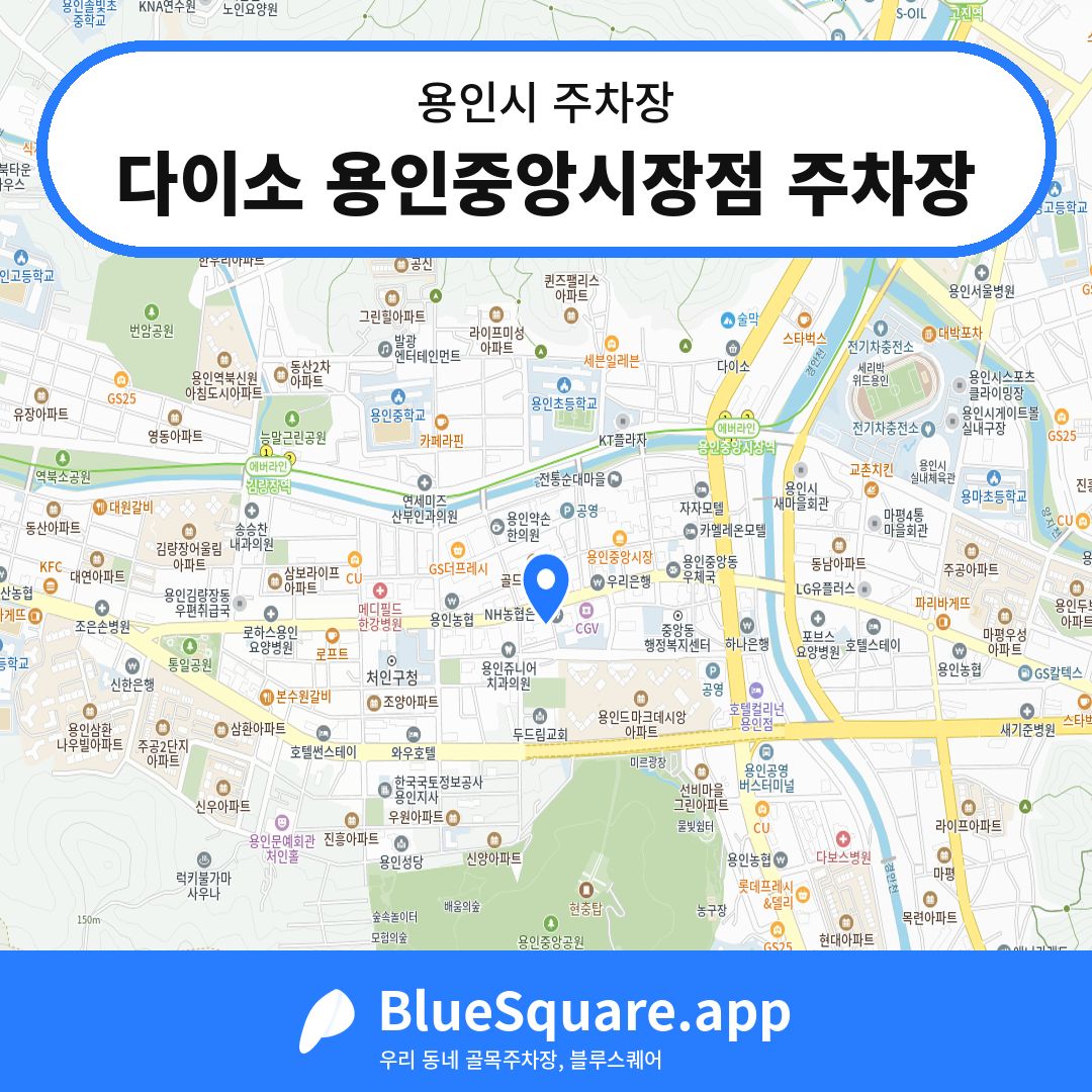 다이소 용인중앙시장점 주차장 위치 지도 — 경기 용인시 | 블루스퀘어 주차