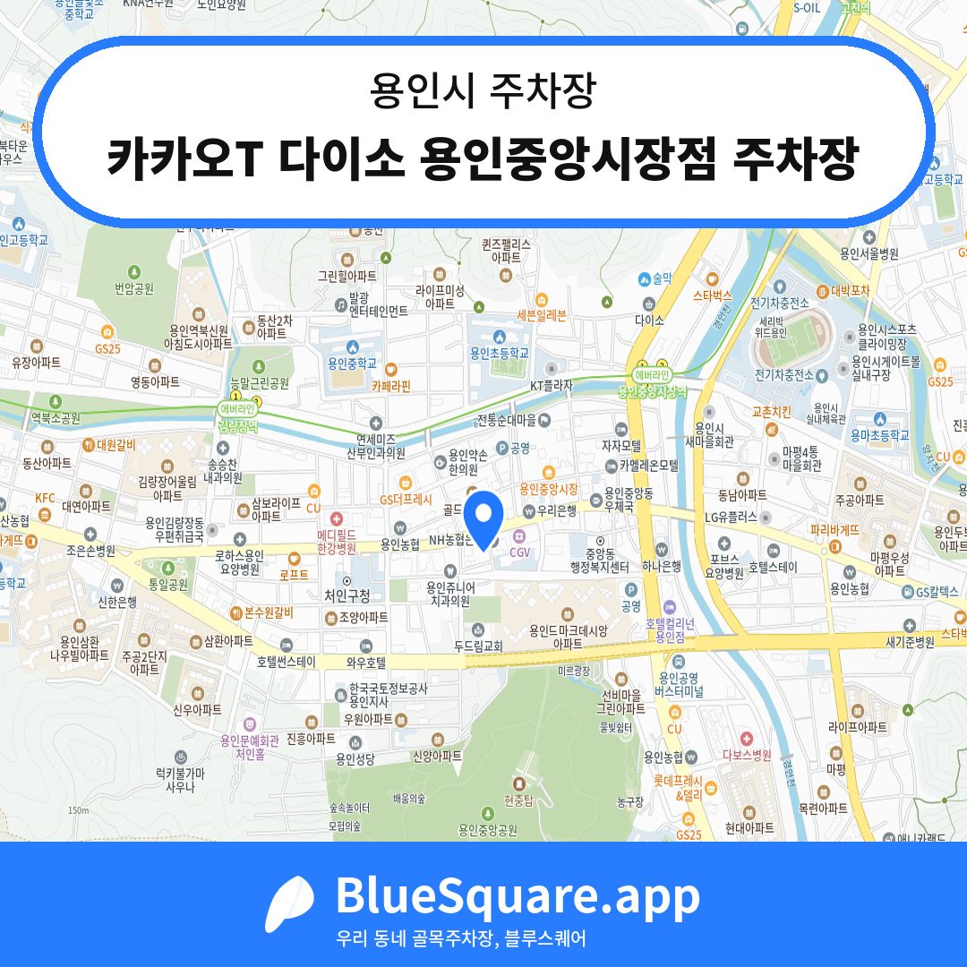 카카오T 다이소 용인중앙시장점 주차장 위치 지도 — 경기 용인시 | 블루스퀘어 주차