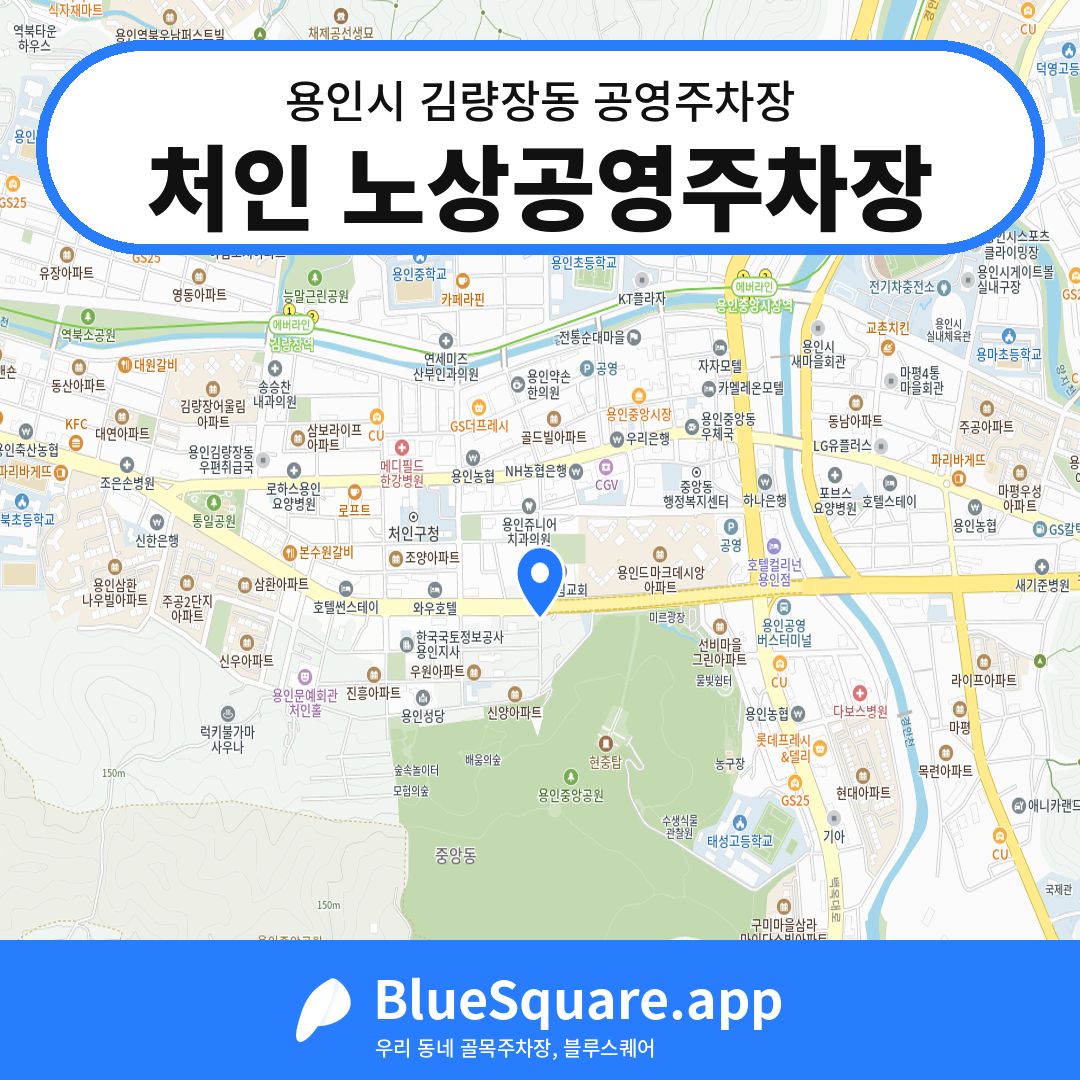 처인 노상공영주차장 위치 지도 — 경기 용인시 김량장동 | 블루스퀘어 주차
