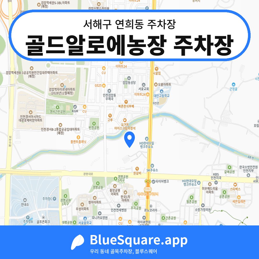 골드알로에농장 주차장 위치 지도 — 인천 서해구 연희동 | 블루스퀘어 주차