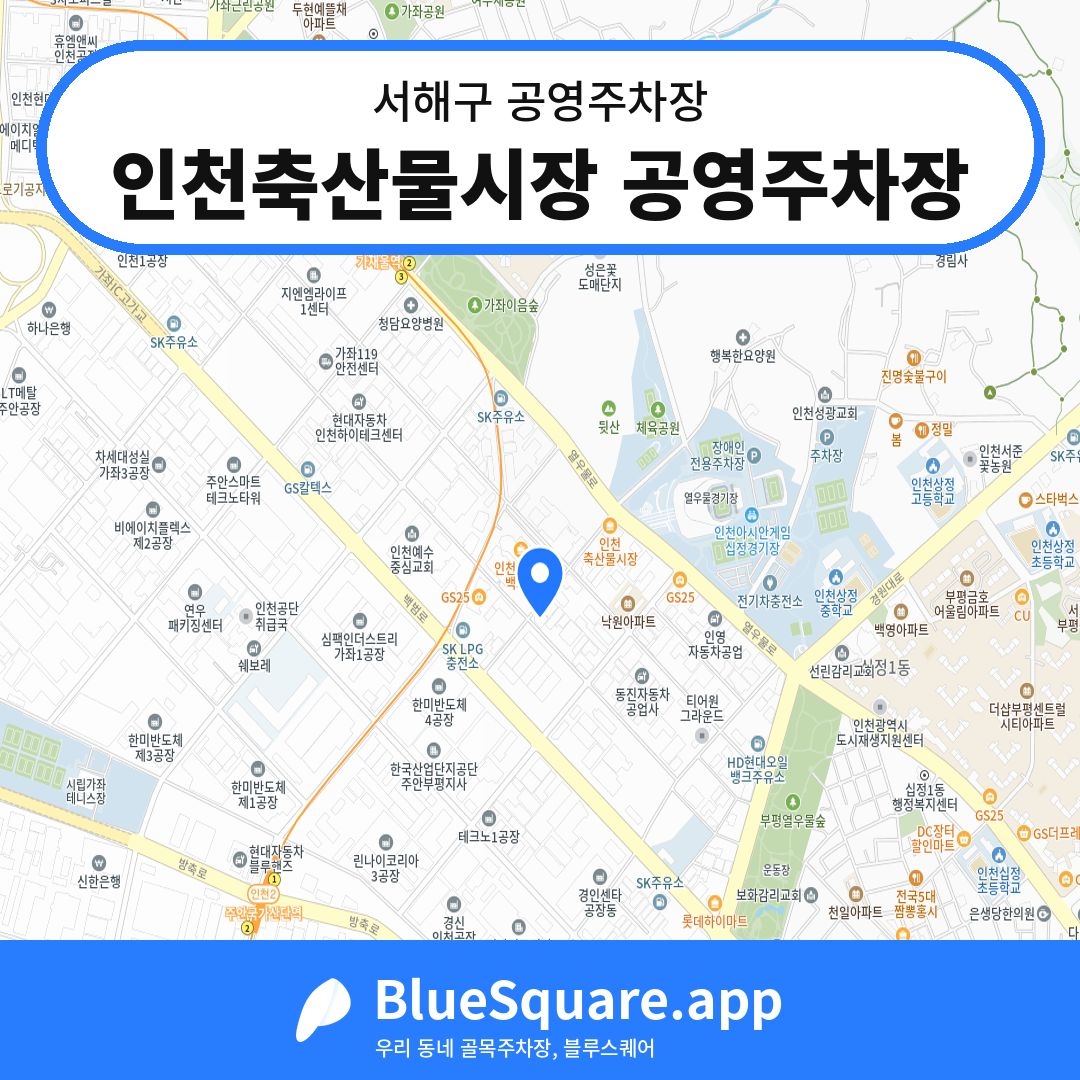 인천축산물시장 공영주차장 위치 지도 — 인천 서해구 | 블루스퀘어 주차