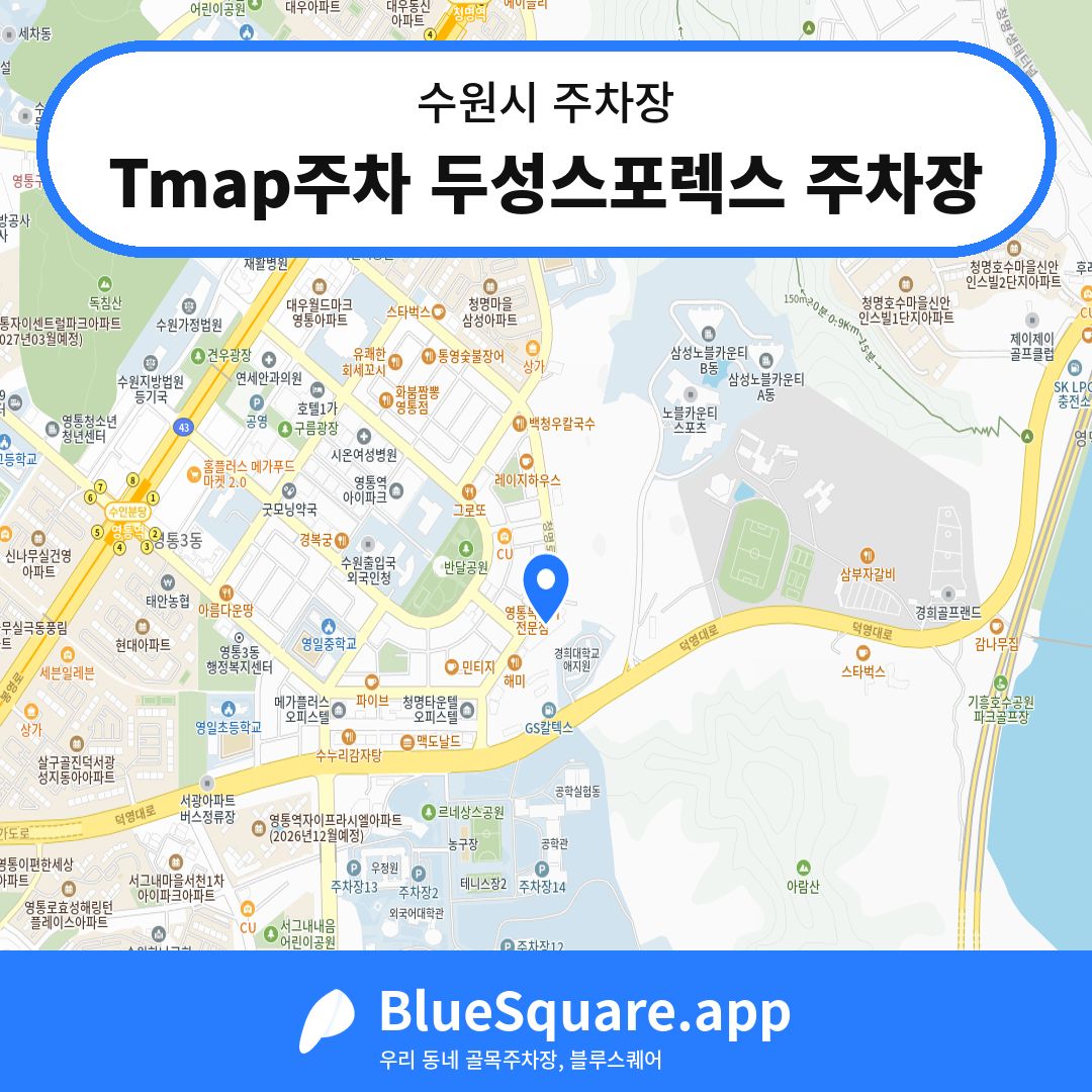 Tmap주차 두성스포렉스 주차장 위치 지도 — 경기 수원시 | 블루스퀘어 주차
