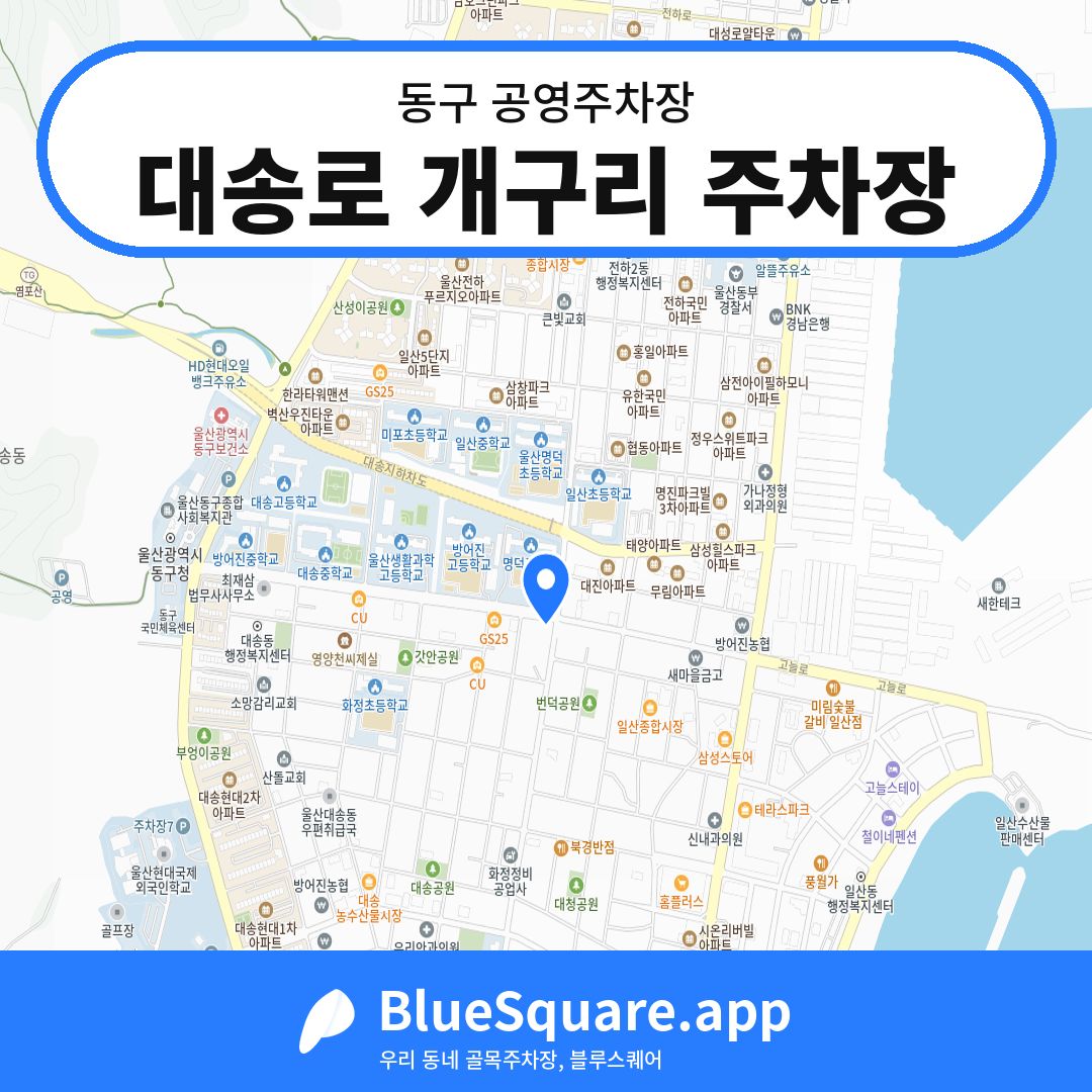 대송로 개구리 주차장 위치 지도 — 울산 동구 | 블루스퀘어 주차
