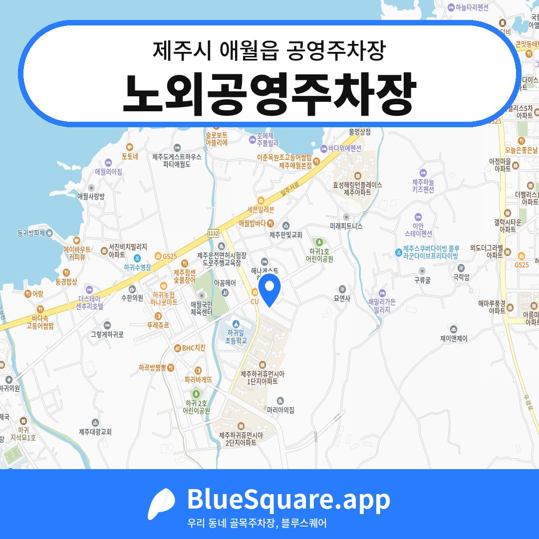 노외공영주차장 위치 지도 — 제주 제주시 애월읍 | 블루스퀘어 주차