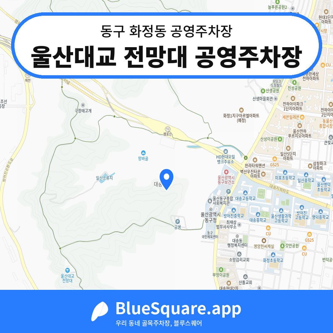 울산대교 전망대 공영주차장 위치 지도 — 울산 동구 화정동 | 블루스퀘어 주차