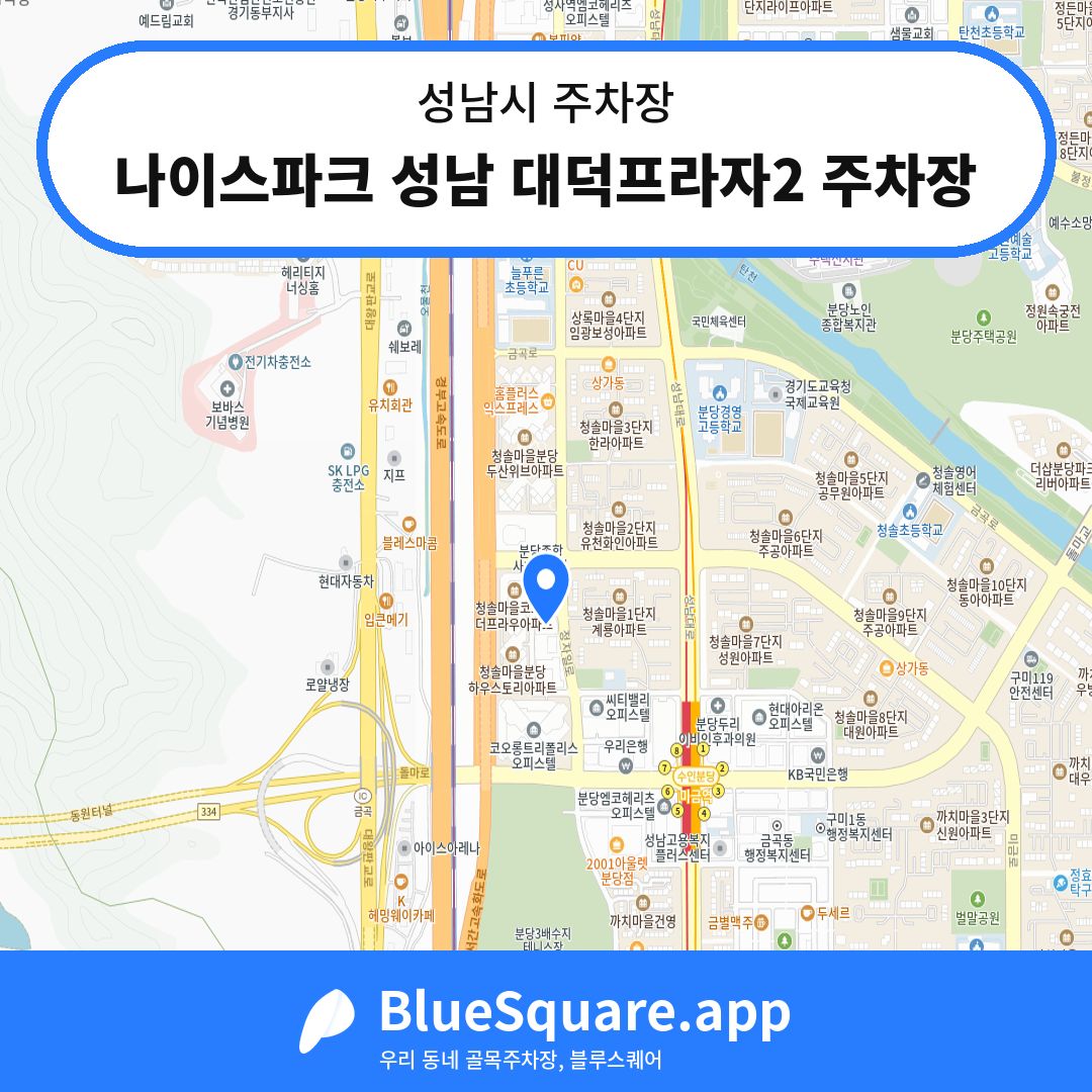 나이스파크 성남 대덕프라자2 주차장 위치 지도 — 경기 성남시 | 블루스퀘어 주차