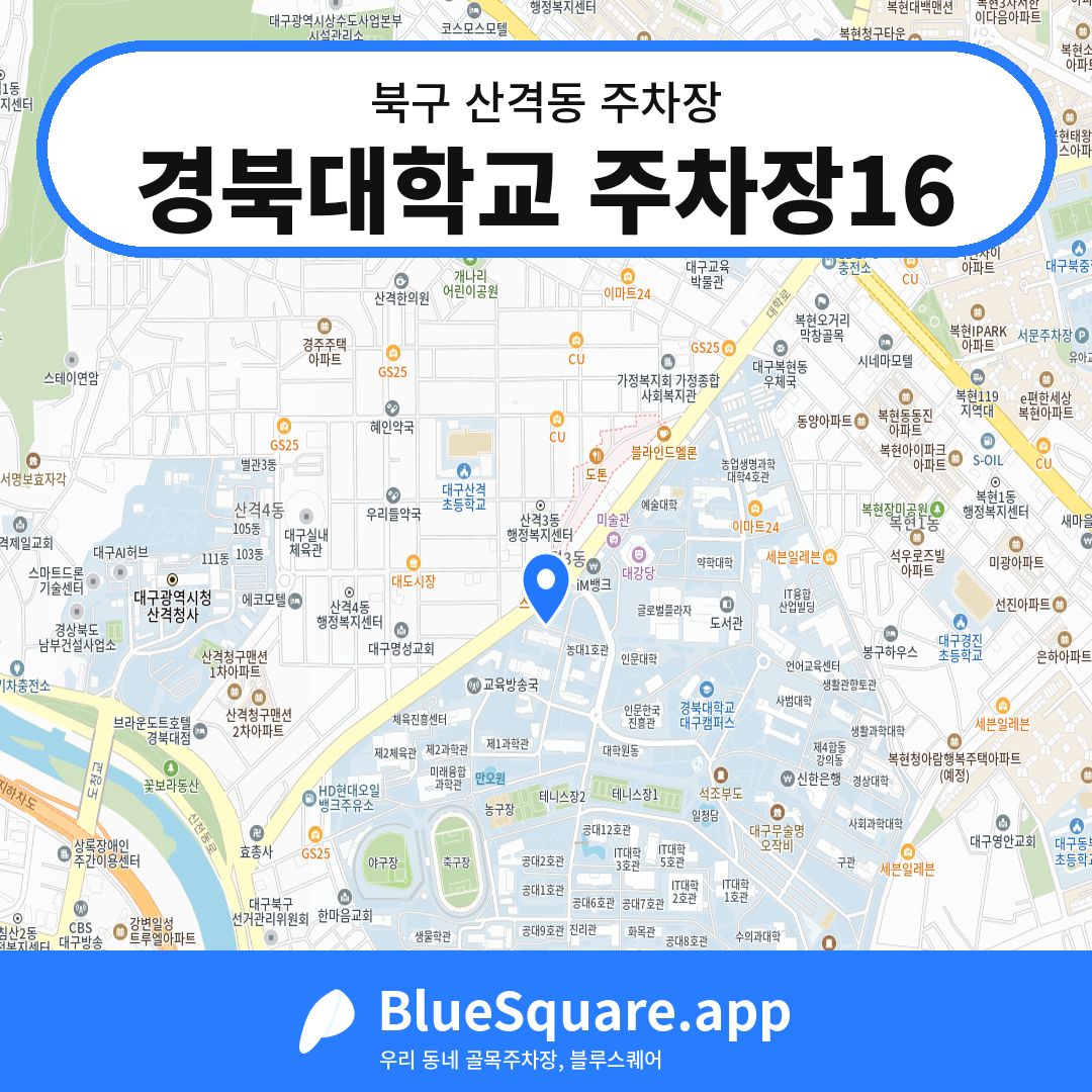 경북대학교 주차장16 위치 지도 — 대구 북구 산격동 | 블루스퀘어 주차