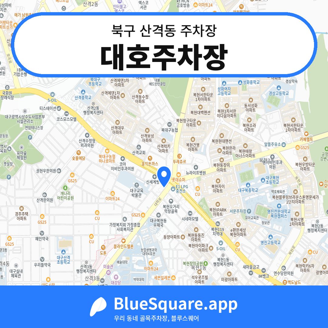 대호주차장 위치 지도 — 대구 북구 산격동 | 블루스퀘어 주차