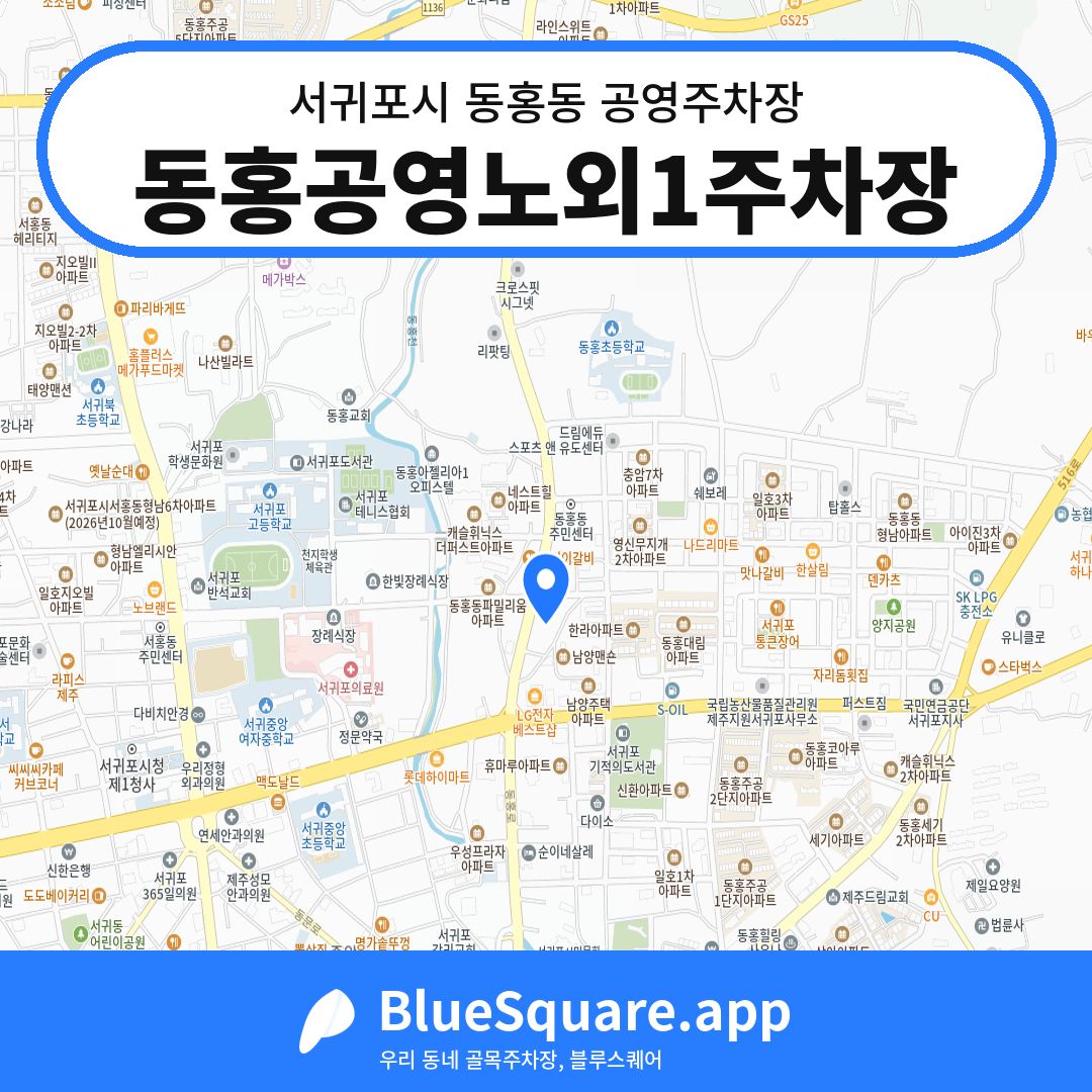 동홍공영노외1주차장 위치 지도 — 제주 서귀포시 동홍동 | 블루스퀘어 주차