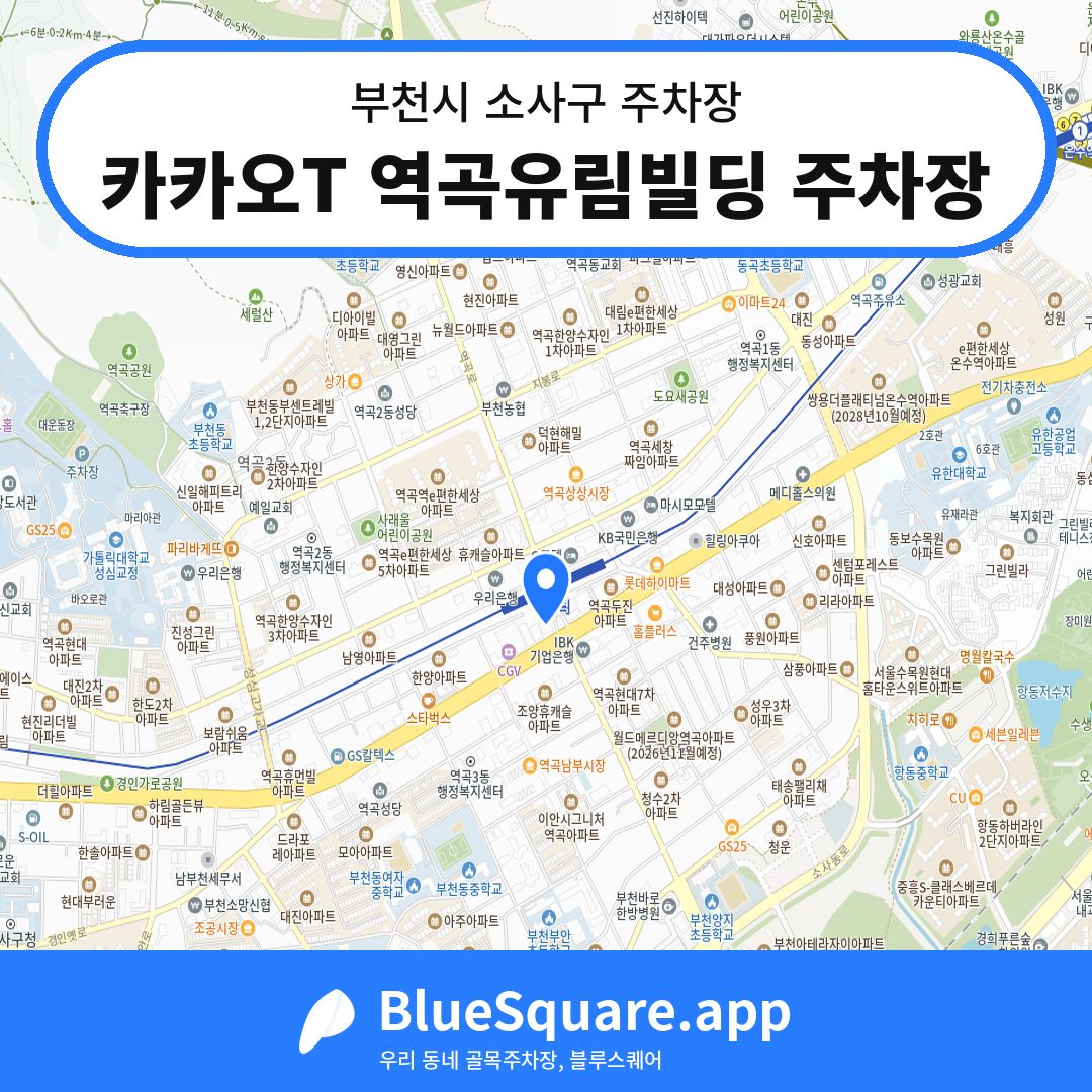 카카오T 역곡유림빌딩 주차장 위치 지도 — 경기 부천시 소사구 | 블루스퀘어 주차