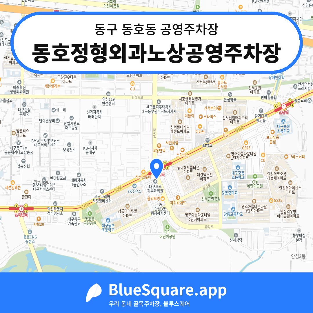 동호정형외과노상공영주차장 위치 지도 — 대구 동구 동호동 | 블루스퀘어 주차