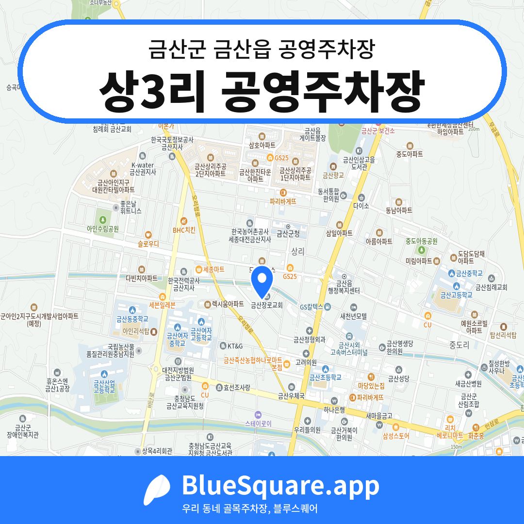 상3리 공영주차장 위치 지도 — 충남 금산군 금산읍 | 블루스퀘어 주차