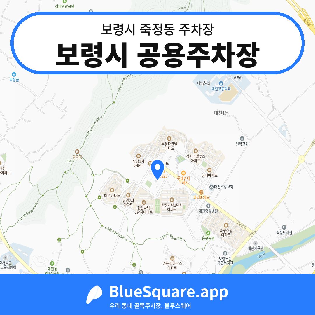 보령시 공용주차장 위치 지도 — 충남 보령시 죽정동 | 블루스퀘어 주차