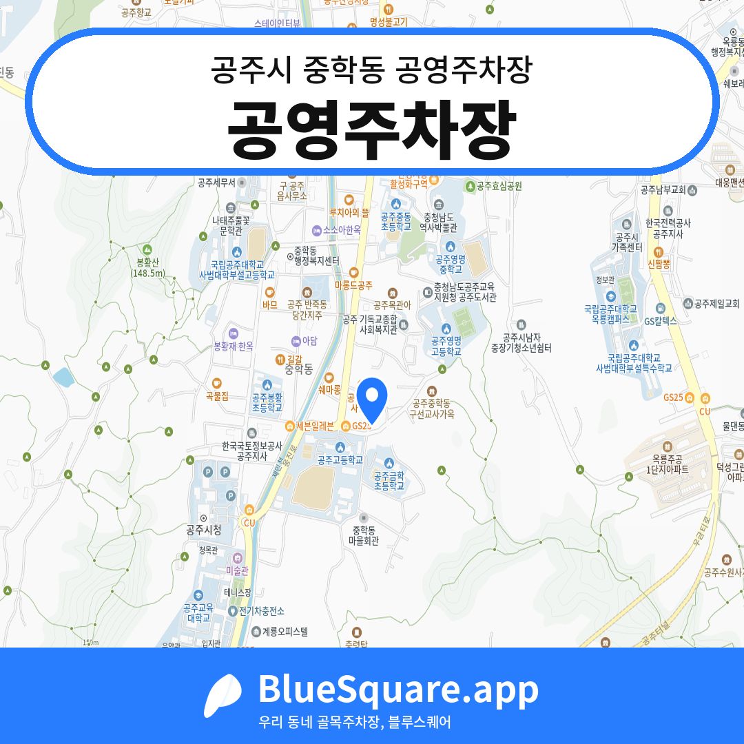 공영주차장 위치 지도 — 충남 공주시 중학동 | 블루스퀘어 주차