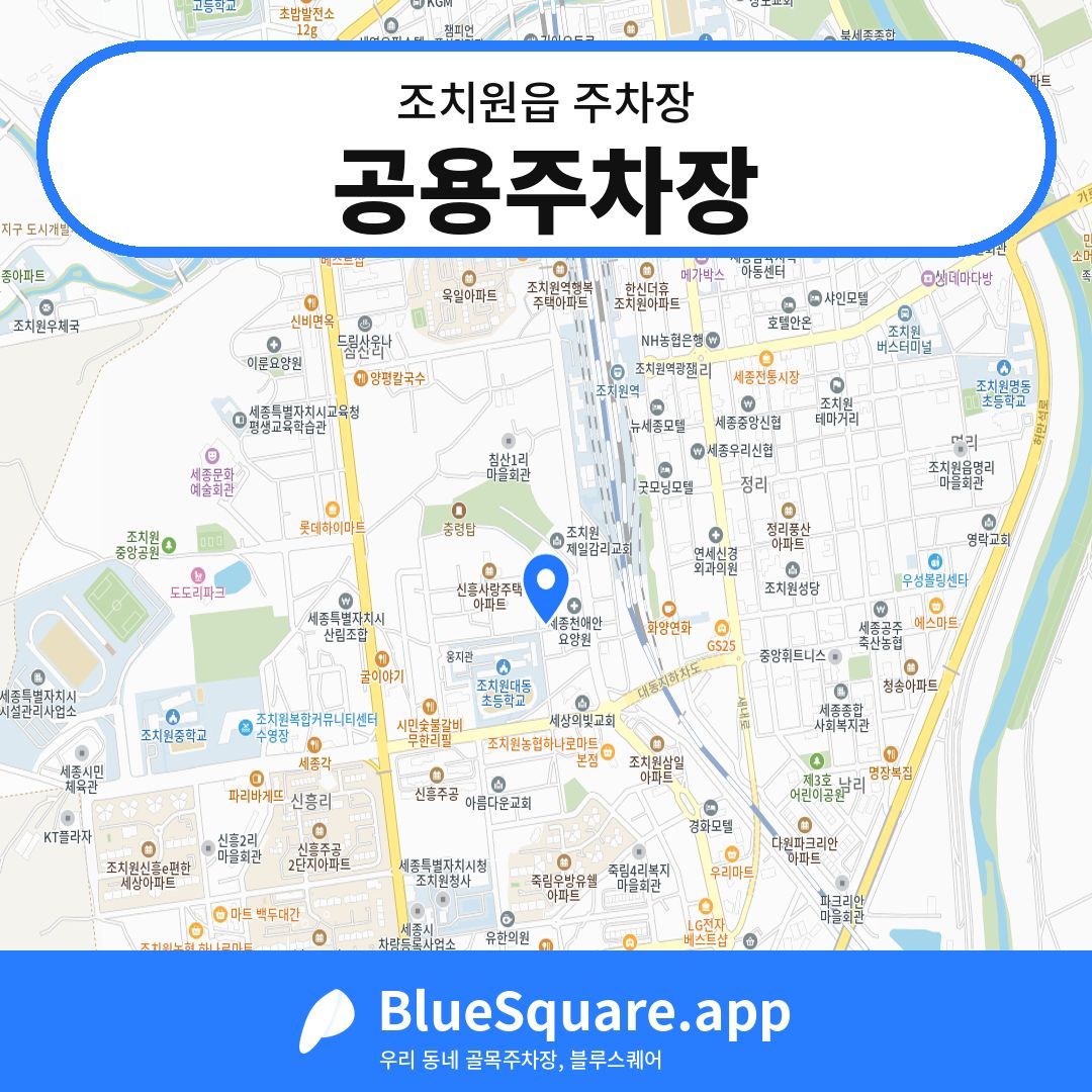 공용주차장 위치 지도 — 세종 조치원읍 | 블루스퀘어 주차