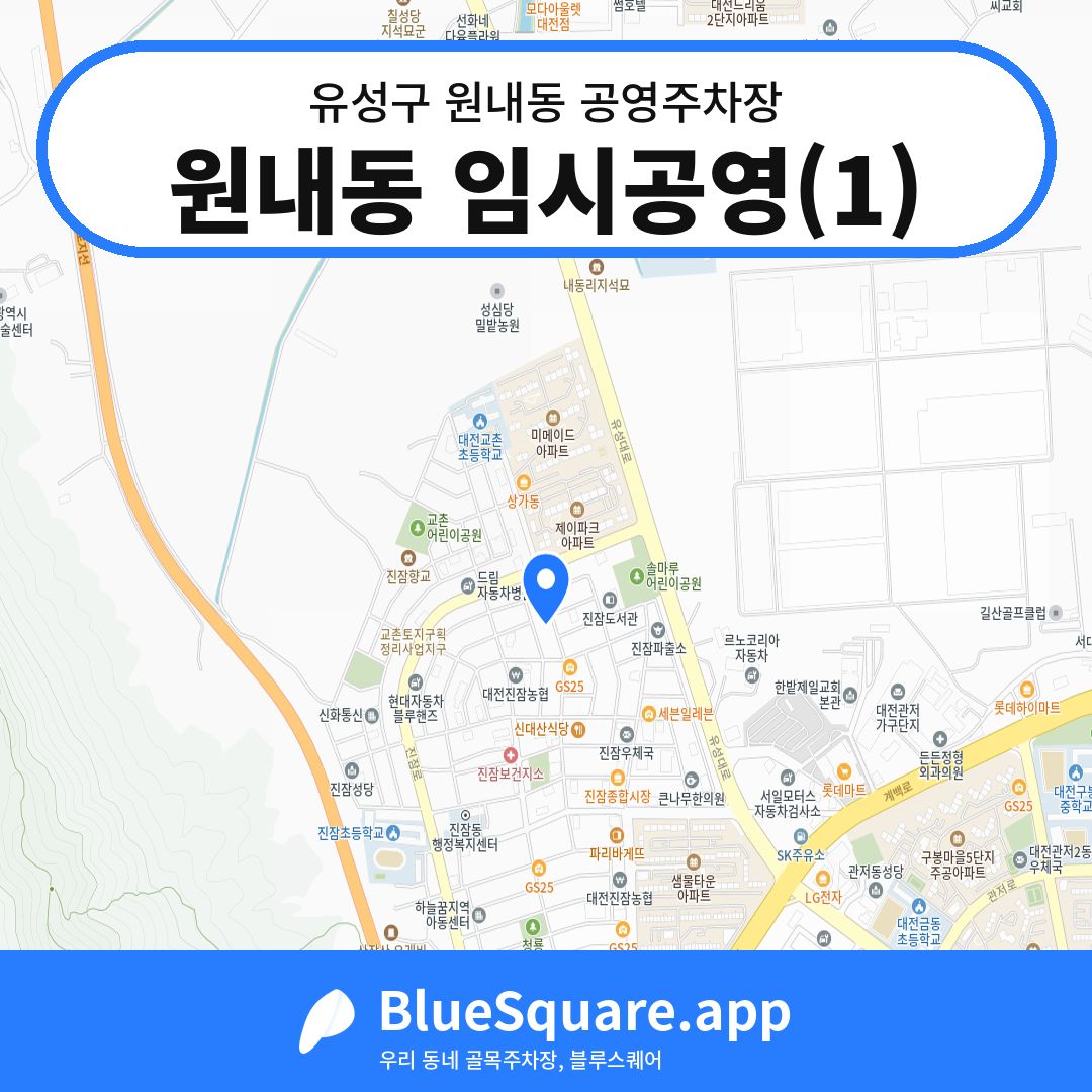 원내동 임시공영(1) 위치 지도 — 대전 유성구 원내동 | 블루스퀘어 주차