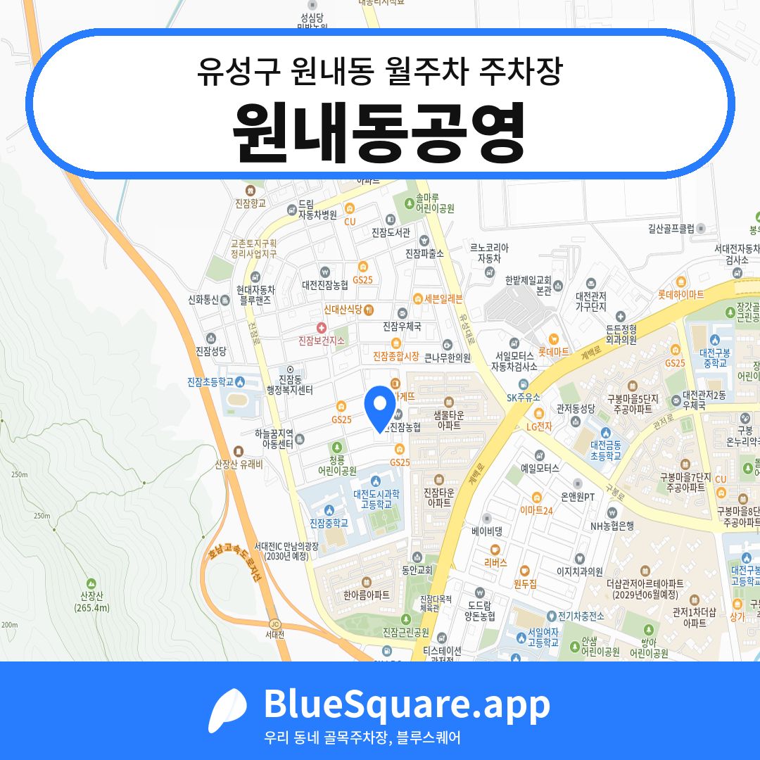 원내동공영 위치 지도 — 대전 유성구 원내동 | 블루스퀘어 주차
