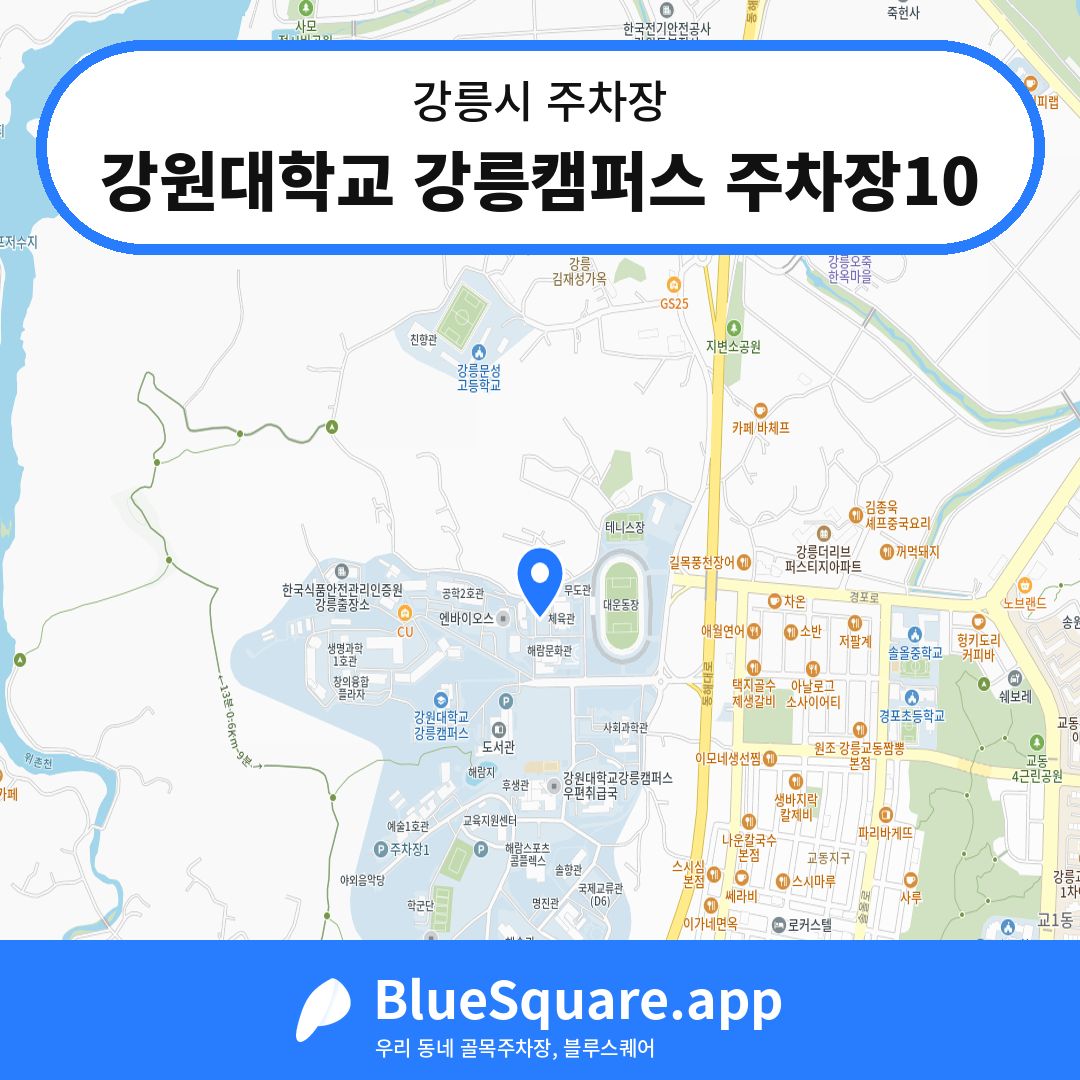 강원대학교 강릉캠퍼스 주차장10 위치 지도 — 강원 강릉시 | 블루스퀘어 주차