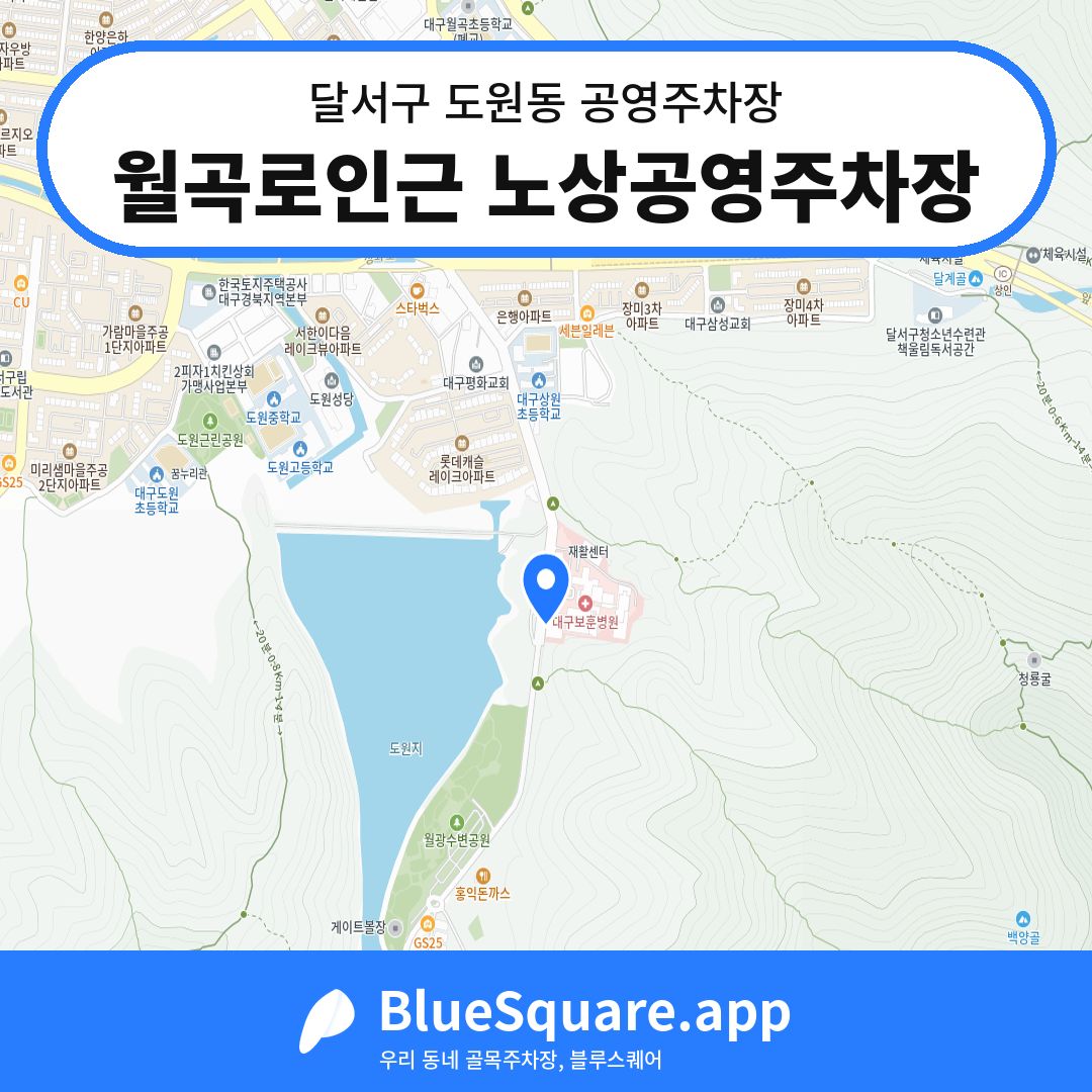 월곡로인근 노상공영주차장 위치 지도 — 대구 달서구 도원동 | 블루스퀘어 주차
